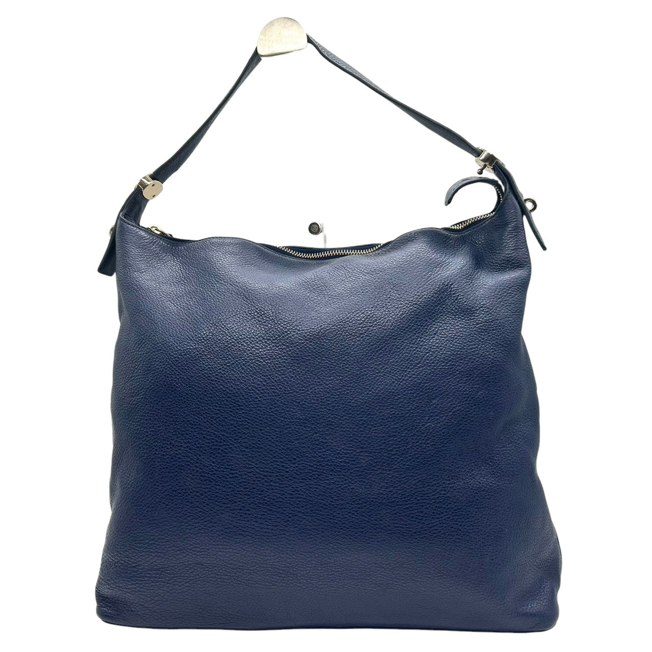 【新品同様】フルラ ユラ YULLA 2WAY ショルダーバッグ レザー ネイビー A4収納可 大容量 ハンドバッグ ホーボーバッグ 斜め掛け可 レディース ビジネス 通勤 通学 ロゴ ゴールド金具 エレガント 上質レザー クリーニング済み E2