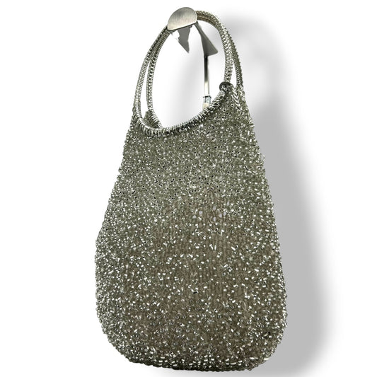 【新品同様】アンテプリマ ワイヤーバッグ スタンダード ラウンド ハンドバッグ シルバー ワンショルダー 肩掛け レディース リングロゴ ラインストーン パーティーバッグ エレガント フォーマル キラキラ クリーニング済み M