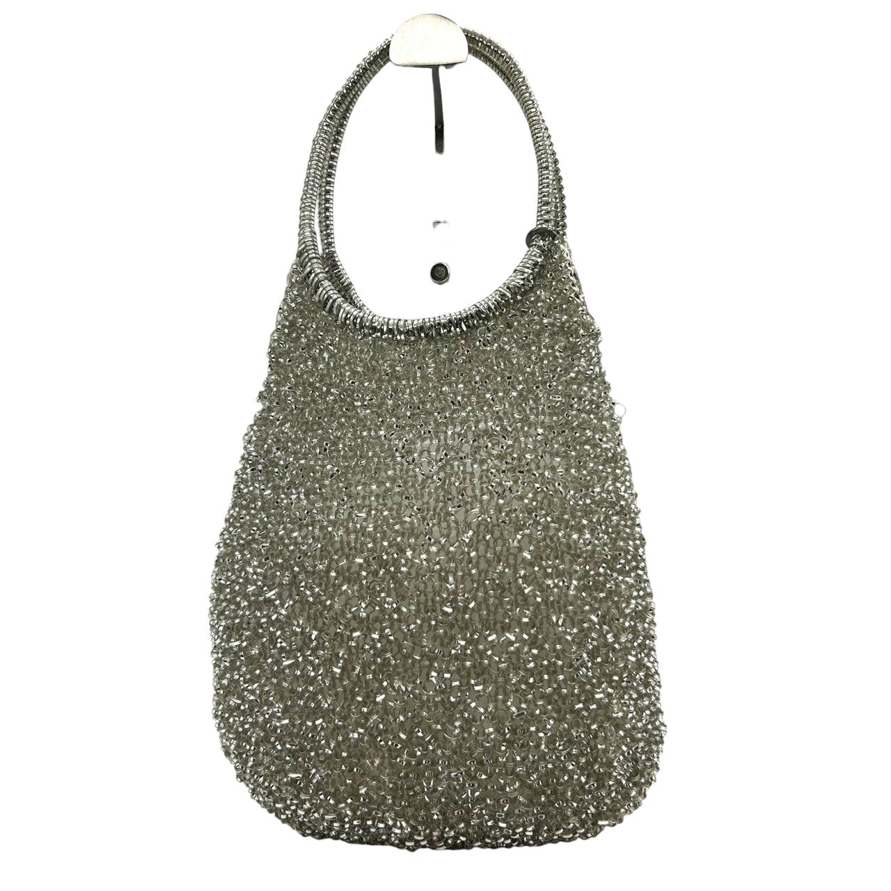 【新品同様】アンテプリマ ワイヤーバッグ スタンダード ラウンド ハンドバッグ シルバー ワンショルダー 肩掛け レディース リングロゴ ラインストーン パーティーバッグ エレガント フォーマル キラキラ クリーニング済み M