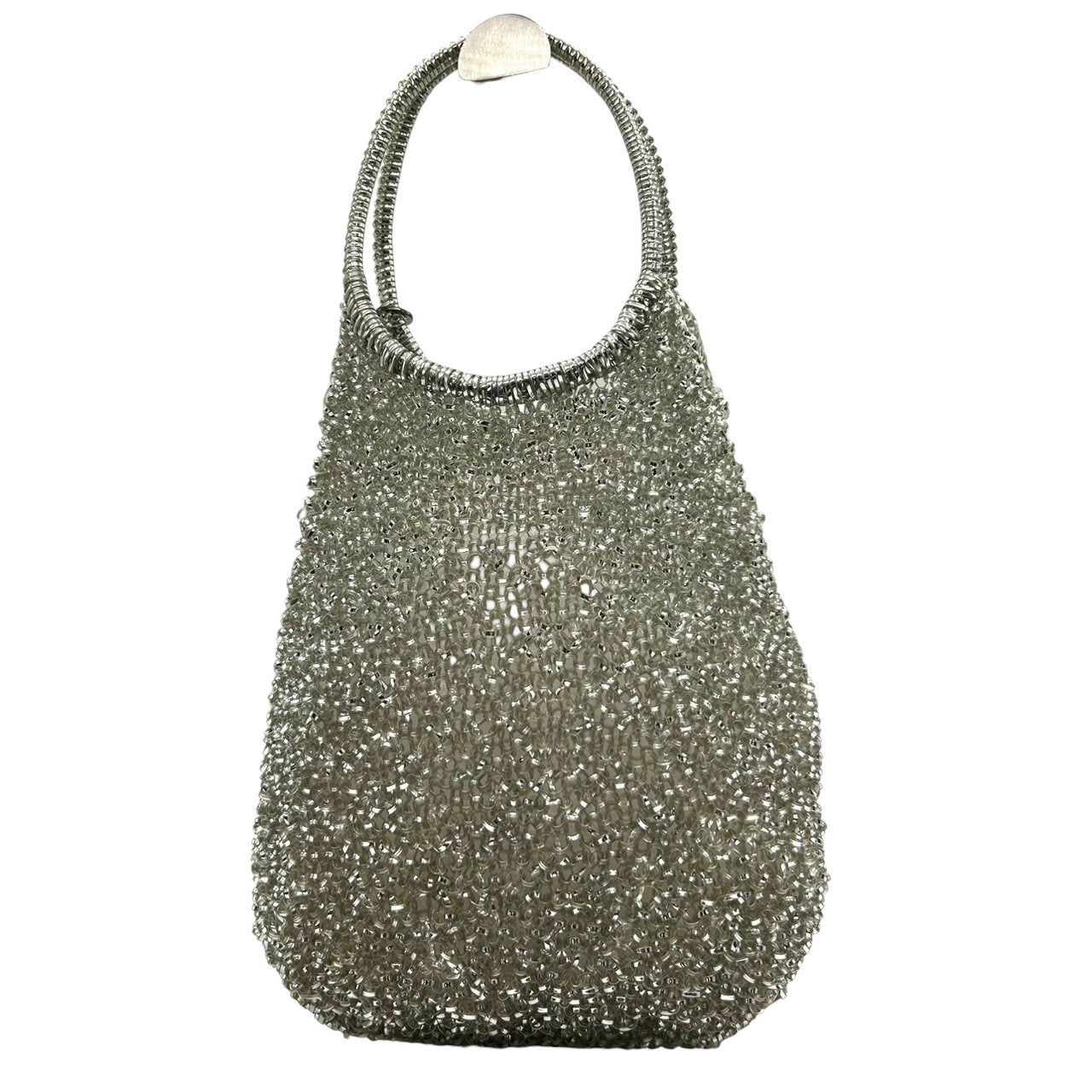 【新品同様】アンテプリマ ワイヤーバッグ スタンダード ラウンド ハンドバッグ シルバー ワンショルダー 肩掛け レディース リングロゴ ラインストーン パーティーバッグ エレガント フォーマル キラキラ クリーニング済み M