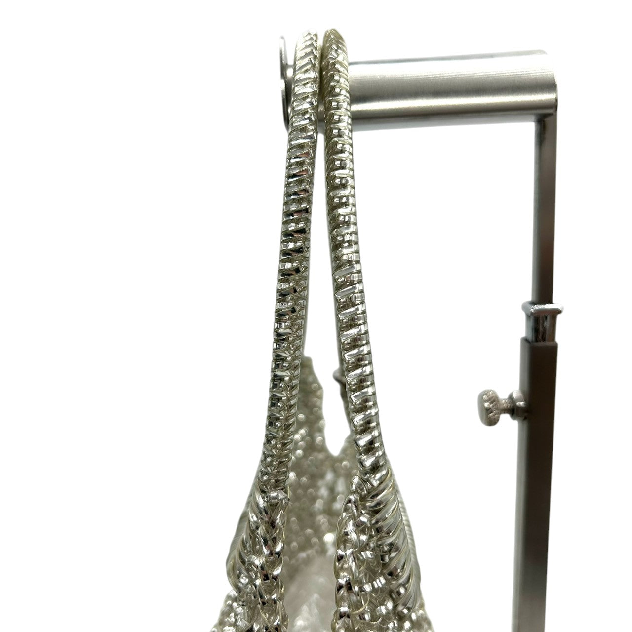 【新品同様】アンテプリマ ワイヤーバッグ スタンダード ラウンド ハンドバッグ シルバー ワンショルダー 肩掛け レディース リングロゴ ラインストーン パーティーバッグ エレガント フォーマル キラキラ クリーニング済み M