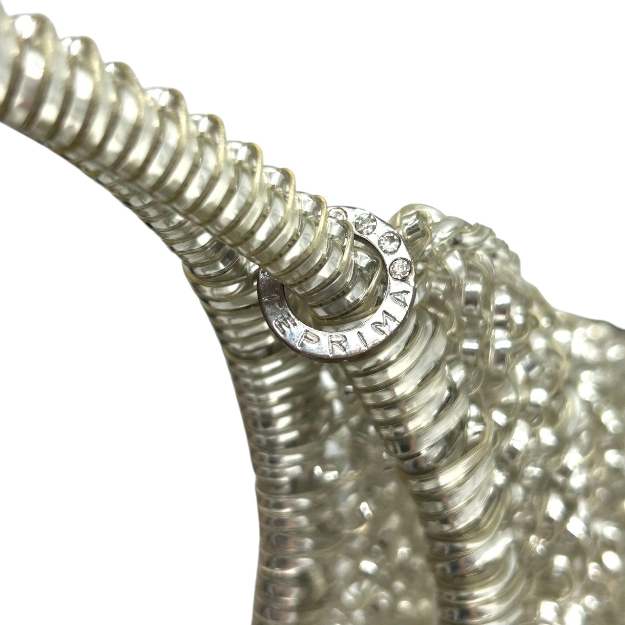 【新品同様】アンテプリマ ワイヤーバッグ スタンダード ラウンド ハンドバッグ シルバー ワンショルダー 肩掛け レディース リングロゴ ラインストーン パーティーバッグ エレガント フォーマル キラキラ クリーニング済み M