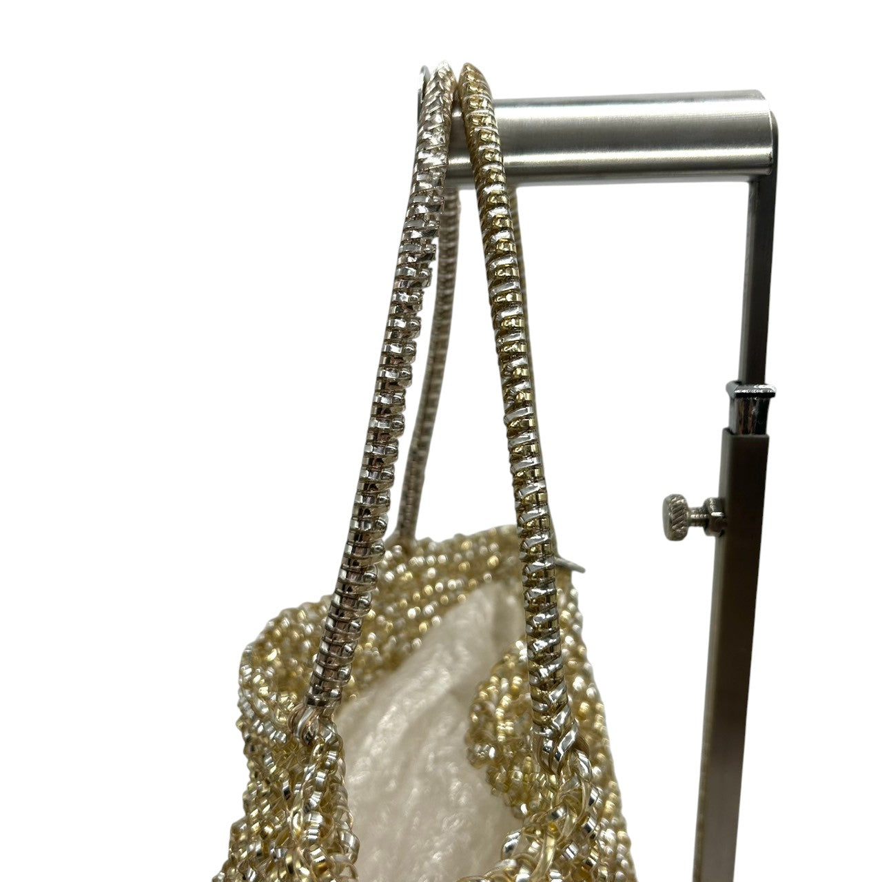 【新品同様】アンテプリマ ワイヤーバッグ スタンダード スクエア ハンドバッグ ゴールド レディース パーティーバッグ リングロゴ ラインストーン エレガント フォーマル キラキラ シャンパンゴールドカラー クリーニング済み M