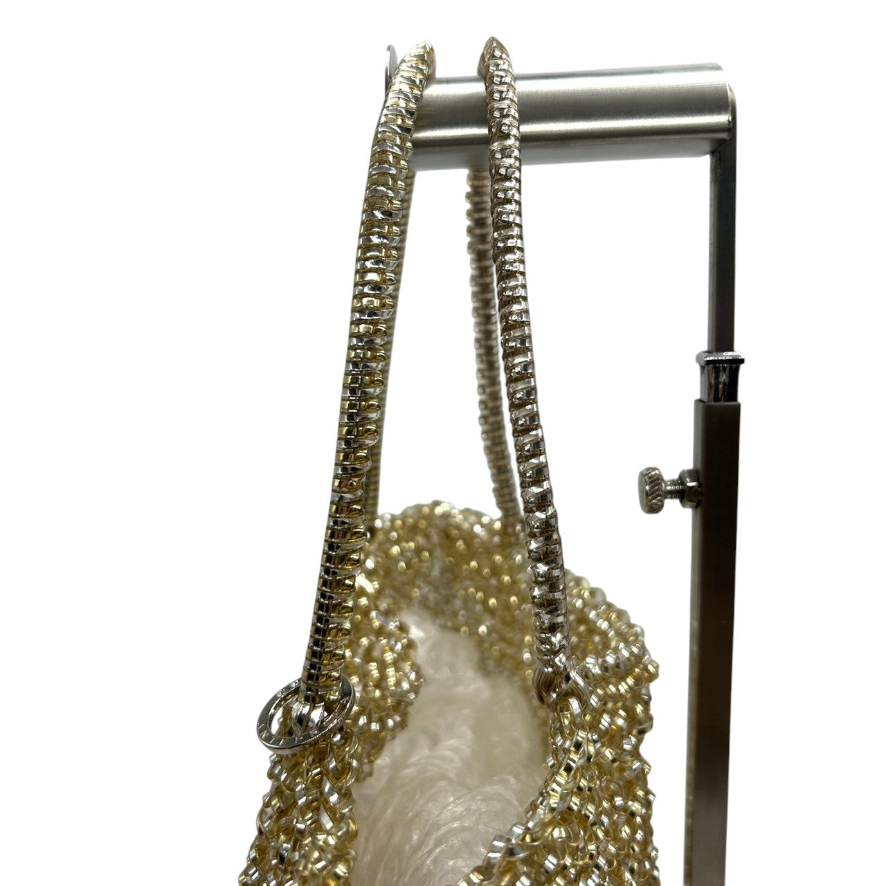 【新品同様】アンテプリマ ワイヤーバッグ スタンダード スクエア ハンドバッグ ゴールド レディース パーティーバッグ リングロゴ ラインストーン エレガント フォーマル キラキラ シャンパンゴールドカラー クリーニング済み M