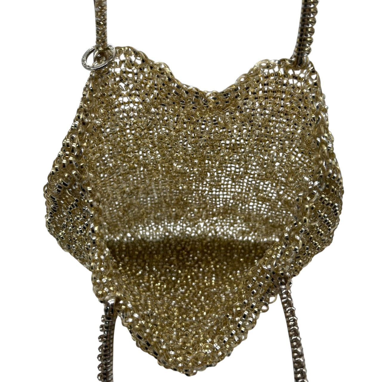 【新品同様】アンテプリマ ワイヤーバッグ スタンダード スクエア ハンドバッグ ゴールド レディース パーティーバッグ リングロゴ ラインストーン エレガント フォーマル キラキラ シャンパンゴールドカラー クリーニング済み M