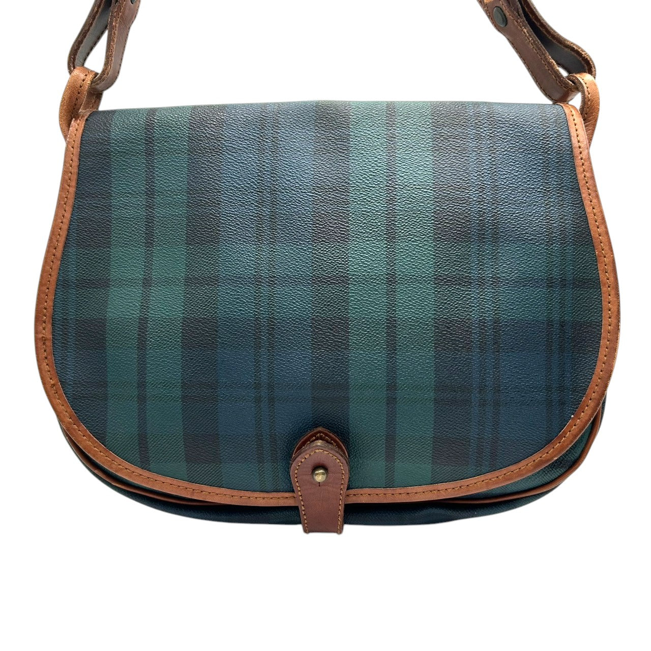 polo ralphlaurent ポロ ラルフローレン ショルダーバッグ PVC レザー タータンチェック グリーン フラップ 斜め掛け可 レディース メンズ ユニセックス ヴィンテージ ビンテージ M