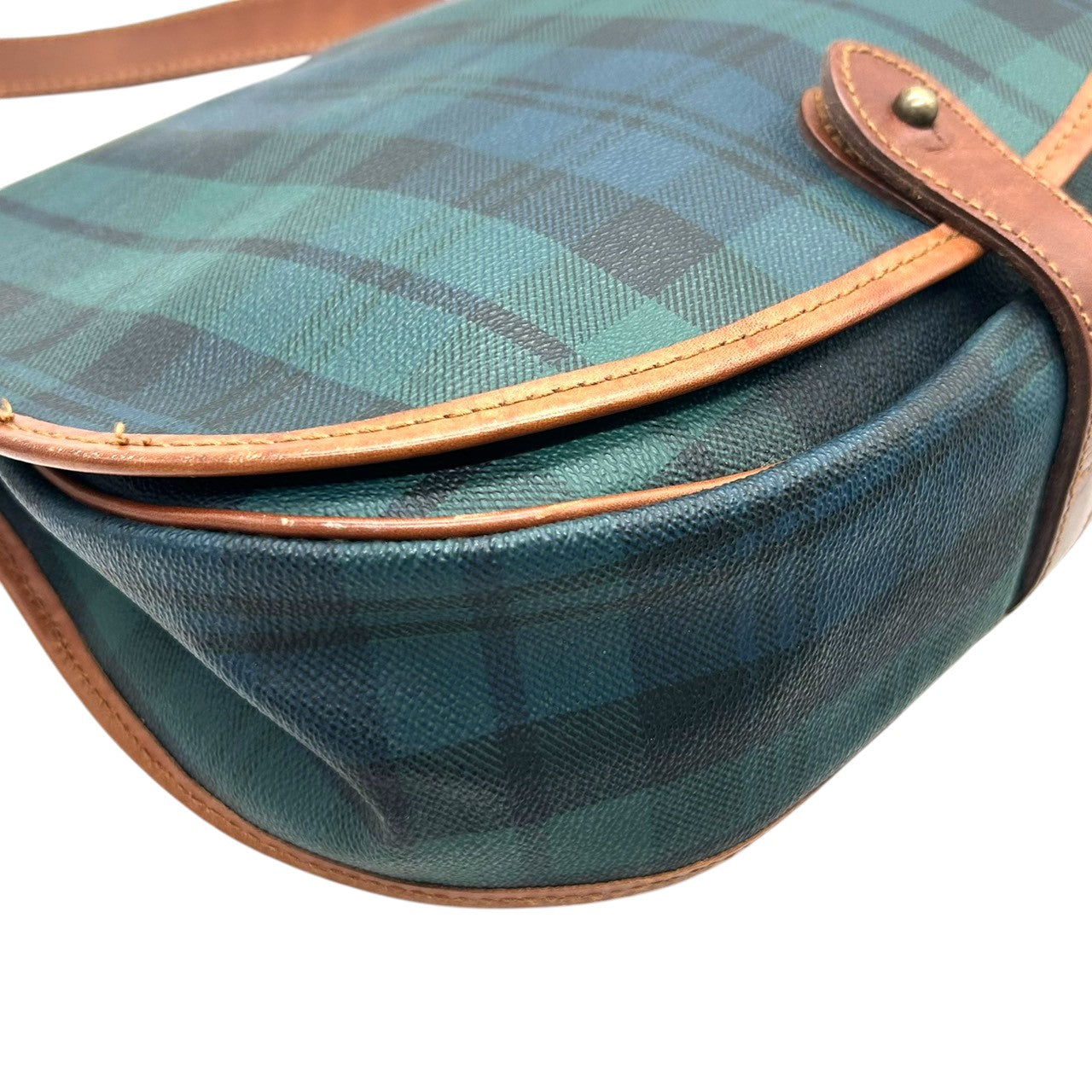 polo ralphlaurent ポロ ラルフローレン ショルダーバッグ PVC レザー タータンチェック グリーン フラップ 斜め掛け可 レディース メンズ ユニセックス ヴィンテージ ビンテージ M