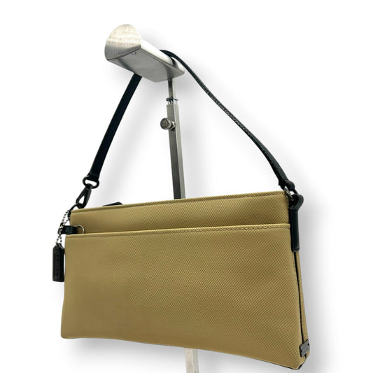 【美品】コーチ ハンドバッグ 7407 ナイロン レザー ベージュ ブラック アクセサリーポーチ ワンショルダー ミニバッグ コンパクト 軽量 レディース チャーム付き カジュアル シンプル ヴィンテージデザイン クリーニング済み U4