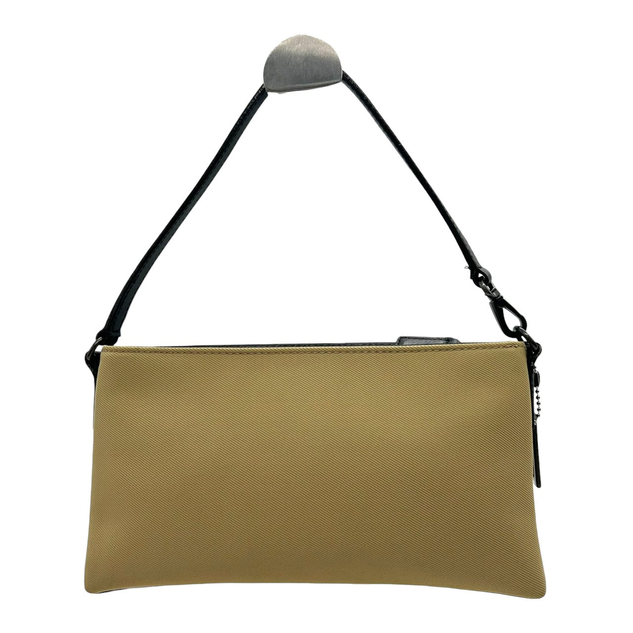 【美品】コーチ ハンドバッグ 7407 ナイロン レザー ベージュ ブラック アクセサリーポーチ ワンショルダー ミニバッグ コンパクト 軽量 レディース チャーム付き カジュアル シンプル ヴィンテージデザイン クリーニング済み U4