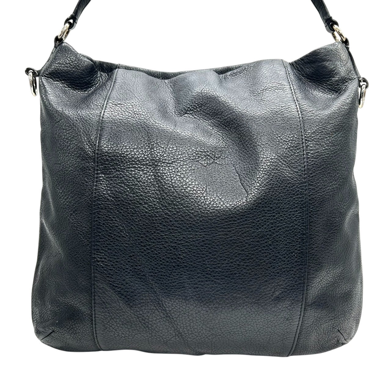 コーチ 2WAY ショルダーバッグ F34511 ペブルドレザー 本革 ブラック A4収納可 大容量 斜め掛け可 レディース ハンドバッグ ビジネス 通勤 通学 ロゴチャーム付き シンプルデザイン クリーニング済み U1