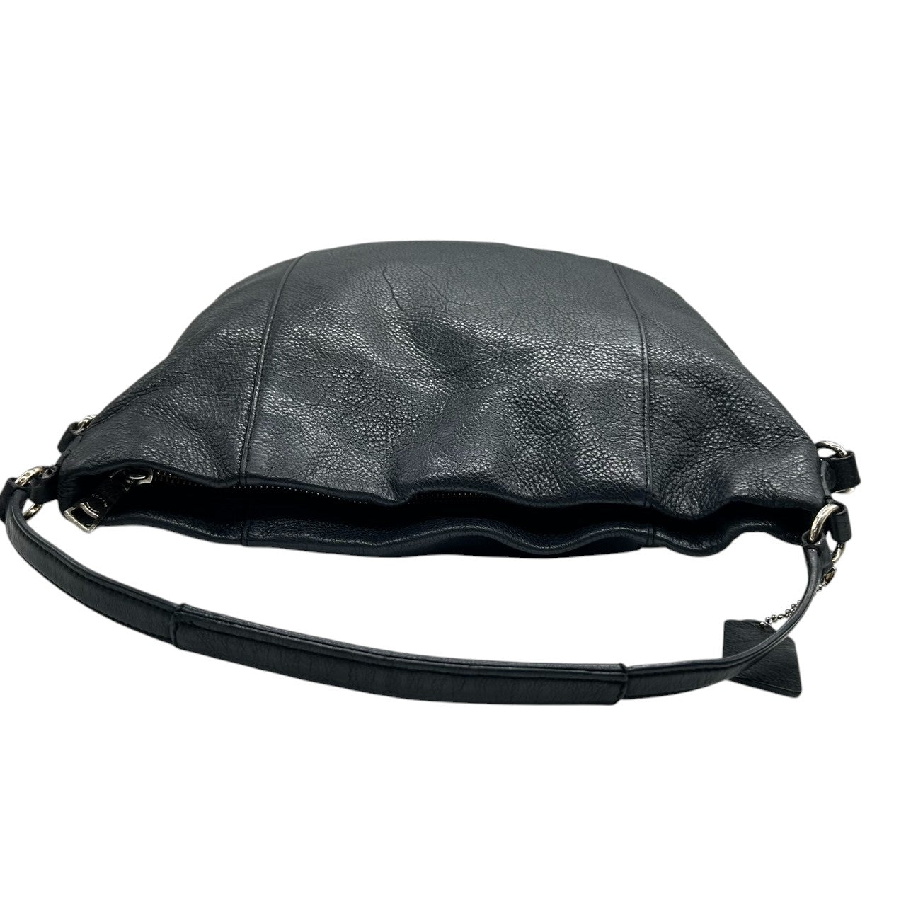 コーチ 2WAY ショルダーバッグ F34511 ペブルドレザー 本革 ブラック A4収納可 大容量 斜め掛け可 レディース ハンドバッグ ビジネス 通勤 通学 ロゴチャーム付き シンプルデザイン クリーニング済み U1