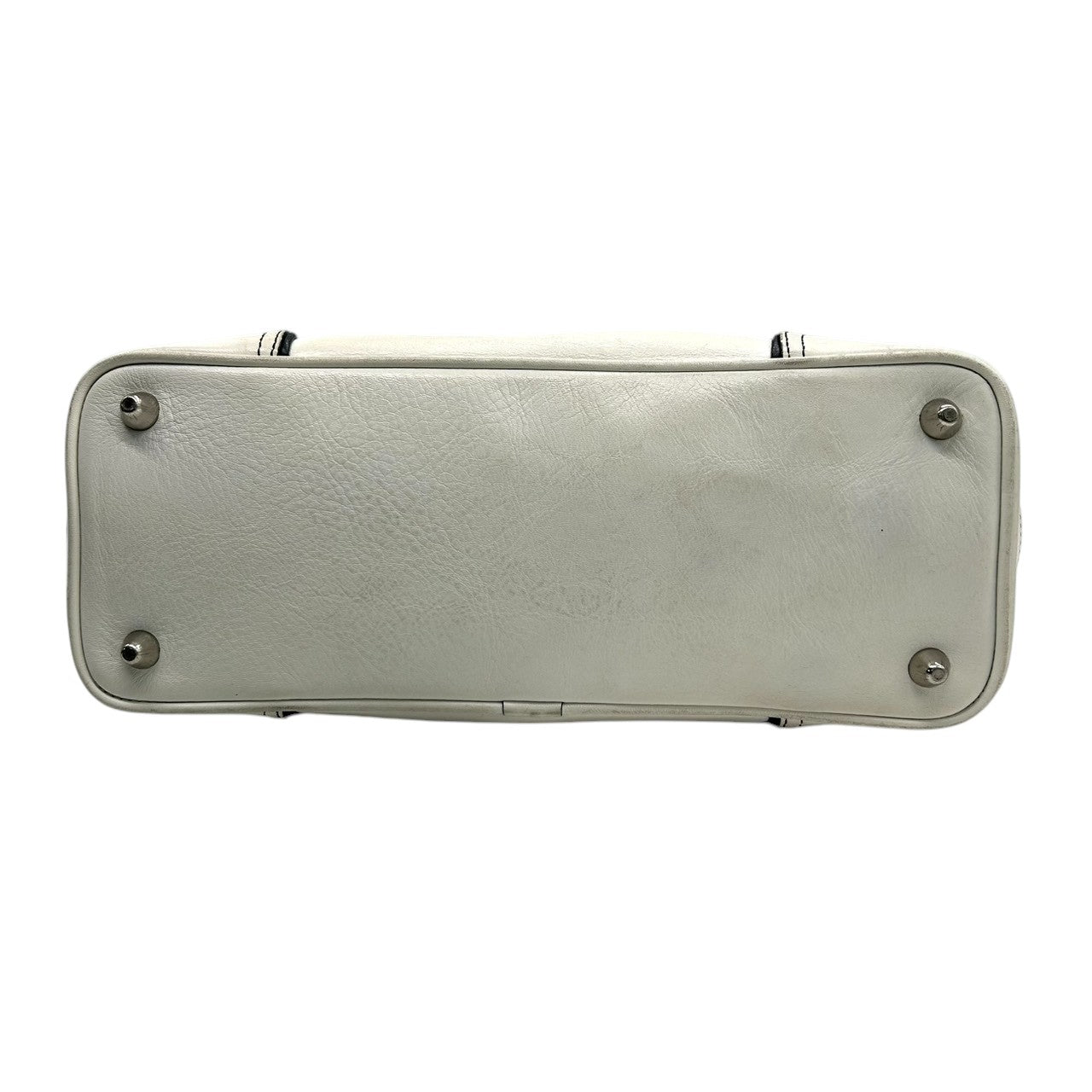 コーチ トートバッグ 9605 レザー 本革 ホワイト ブラック バイカラー A4収納可 大容量 ワンショルダー 肩掛け レディース ハンドバッグ チャーム付き ステッチデザイン クラシック ヴィンテージ クリーニング済み 自立可 s53