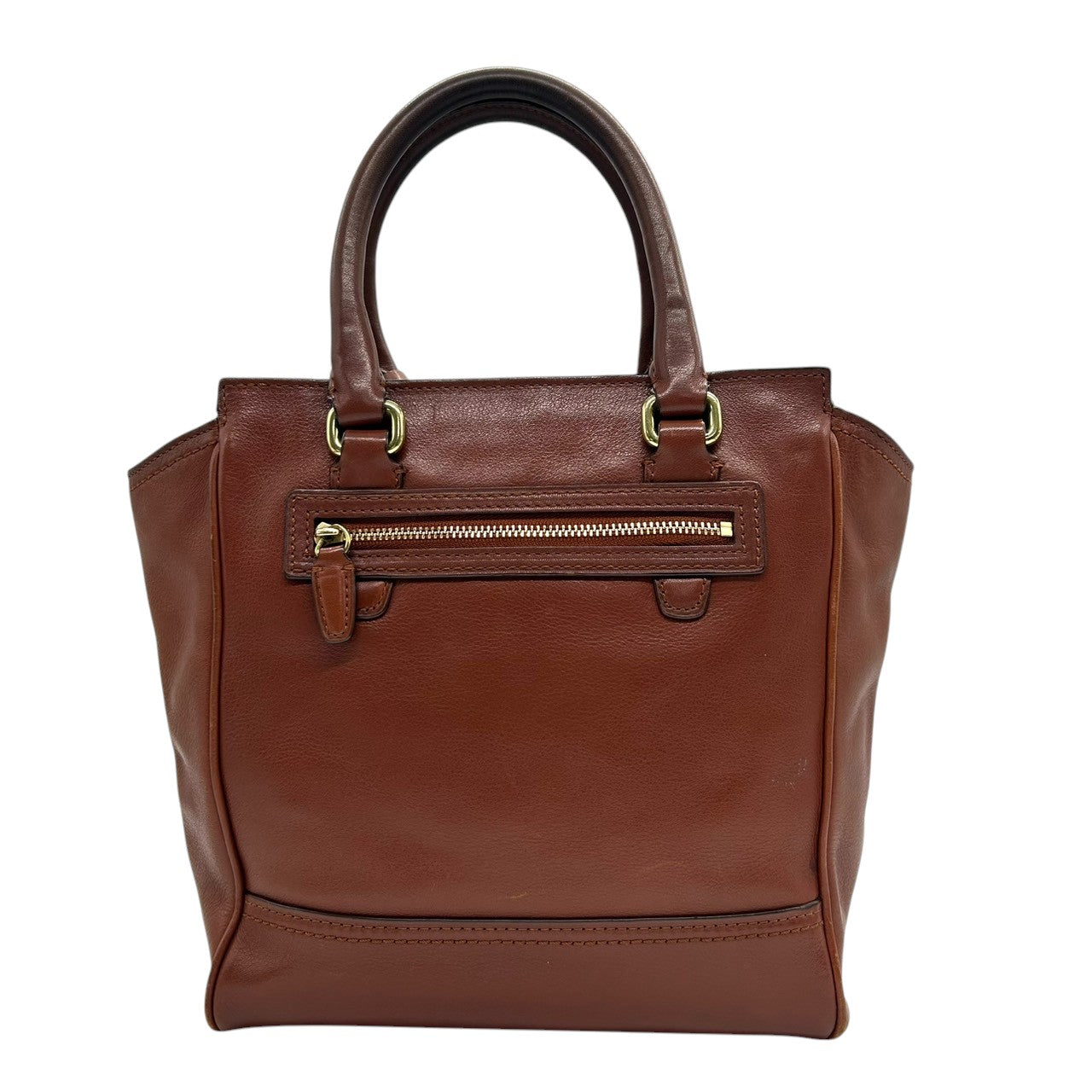 コーチ 2WAY トートバッグ ハンドバッグ ショルダーバッグ レザー 本革 ブラウン 斜め掛け可 タッセルチャーム付き レディース ミニトート コンパクト 通勤 カジュアル エレガント ロゴプレート 上質レザー 自立可 クリーニング済み s53