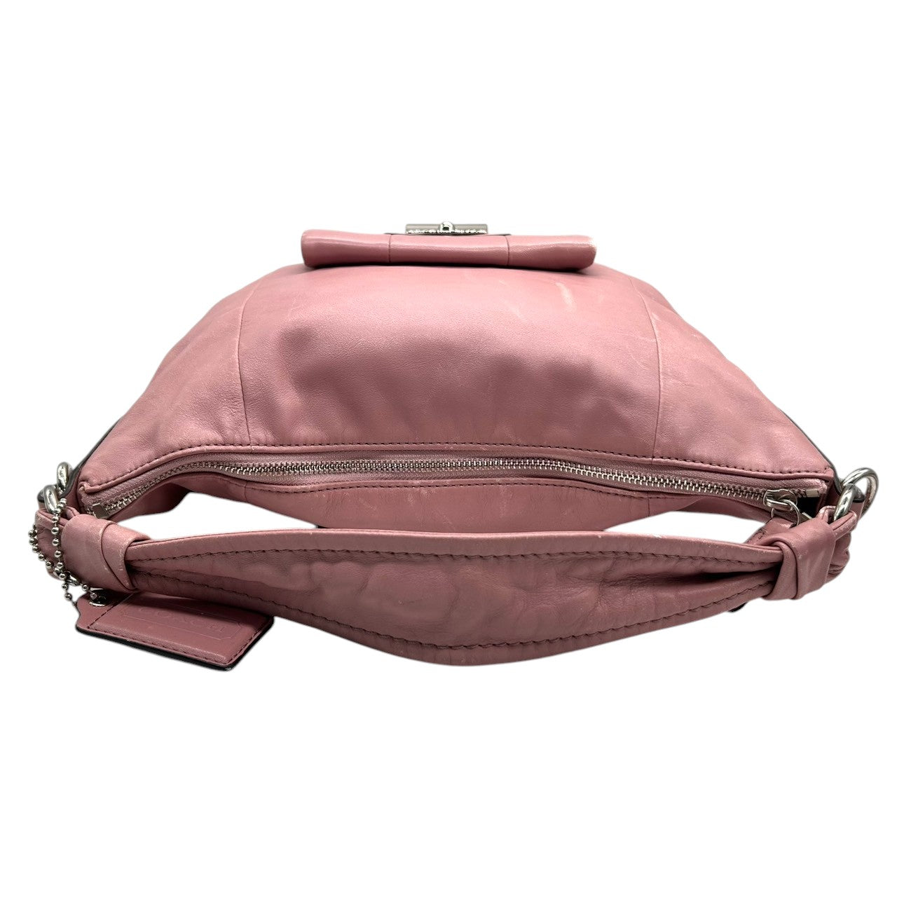 コーチ 2WAY ショルダーバッグ 14783 レザー 本革 ピンク A4収納可 大容量 斜め掛け可 レディース ハンドバッグ ターンロック フェミニン エレガント 通勤 通学 チャーム付き ロゴ クリーニング済み s53