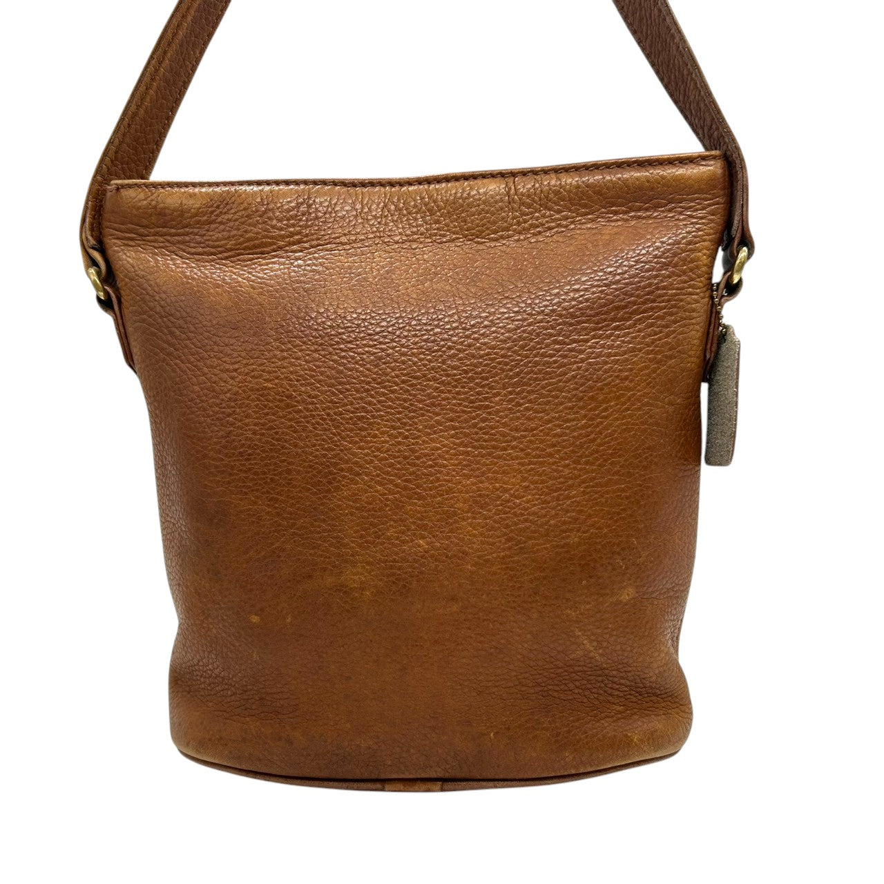 オールドコーチ ショルダーバッグ 4907 ヴィンテージ グラブタンレザー 本革 ブラウン バケツ型 斜め掛け可 レディース メンズ ユニセックス 90年代 USA製 クラシックデザイン チャーム付き レトロ COACH vintage s53