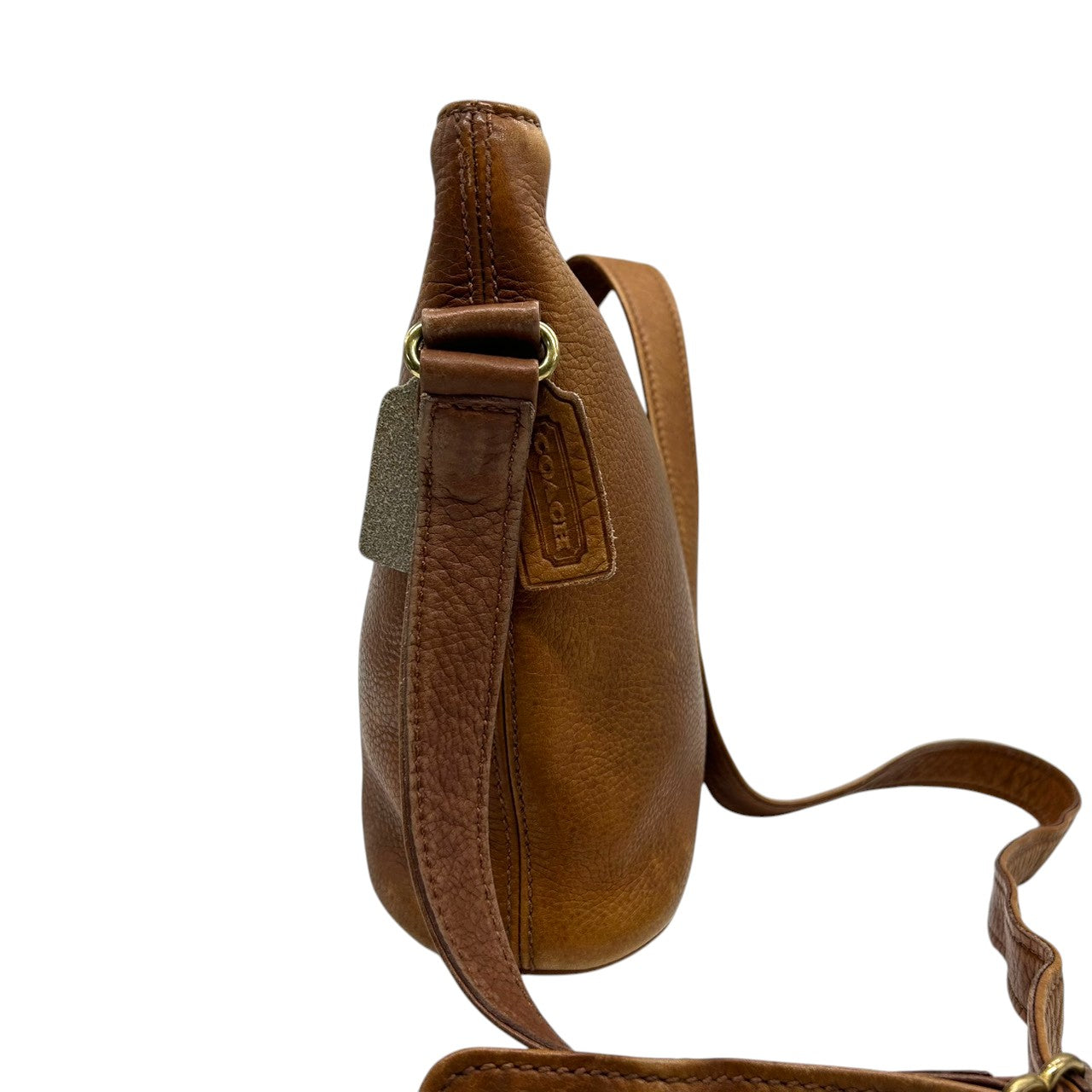 オールドコーチ ショルダーバッグ 4907 ヴィンテージ グラブタンレザー 本革 ブラウン バケツ型 斜め掛け可 レディース メンズ ユニセックス 90年代 USA製 クラシックデザイン チャーム付き レトロ COACH vintage s53