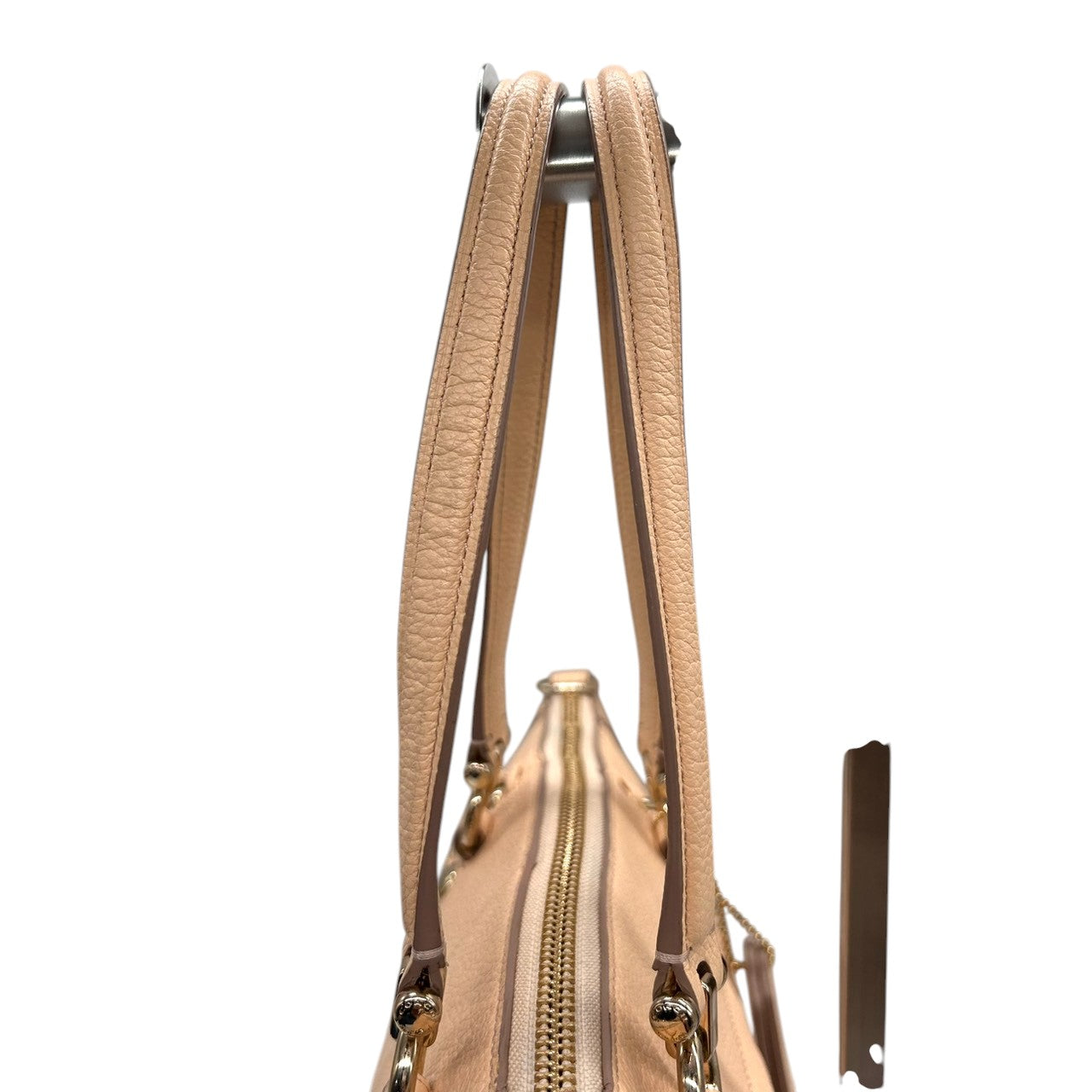 コーチ 2WAY トートバッグ 34339 レザー ピンクベージュ チェーンデザイン A4収納可 大容量 斜め掛け可 レディース ハンドバッグ ビジネス 通勤 通学 エレガント フェミニン チャーム付き クリーニング済み s53