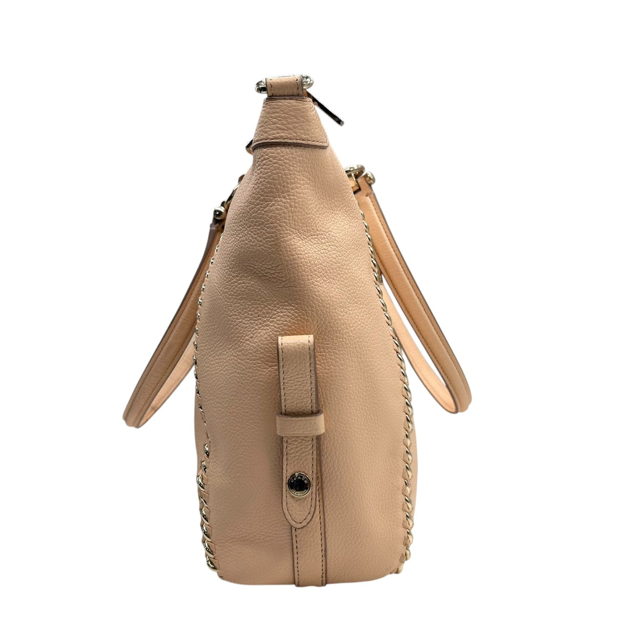 コーチ 2WAY トートバッグ 34339 レザー ピンクベージュ チェーンデザイン A4収納可 大容量 斜め掛け可 レディース ハンドバッグ ビジネス 通勤 通学 エレガント フェミニン チャーム付き クリーニング済み s53