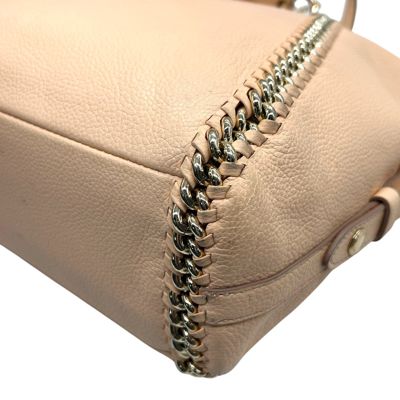 コーチ 2WAY トートバッグ 34339 レザー ピンクベージュ チェーンデザイン A4収納可 大容量 斜め掛け可 レディース ハンドバッグ ビジネス 通勤 通学 エレガント フェミニン チャーム付き クリーニング済み s53