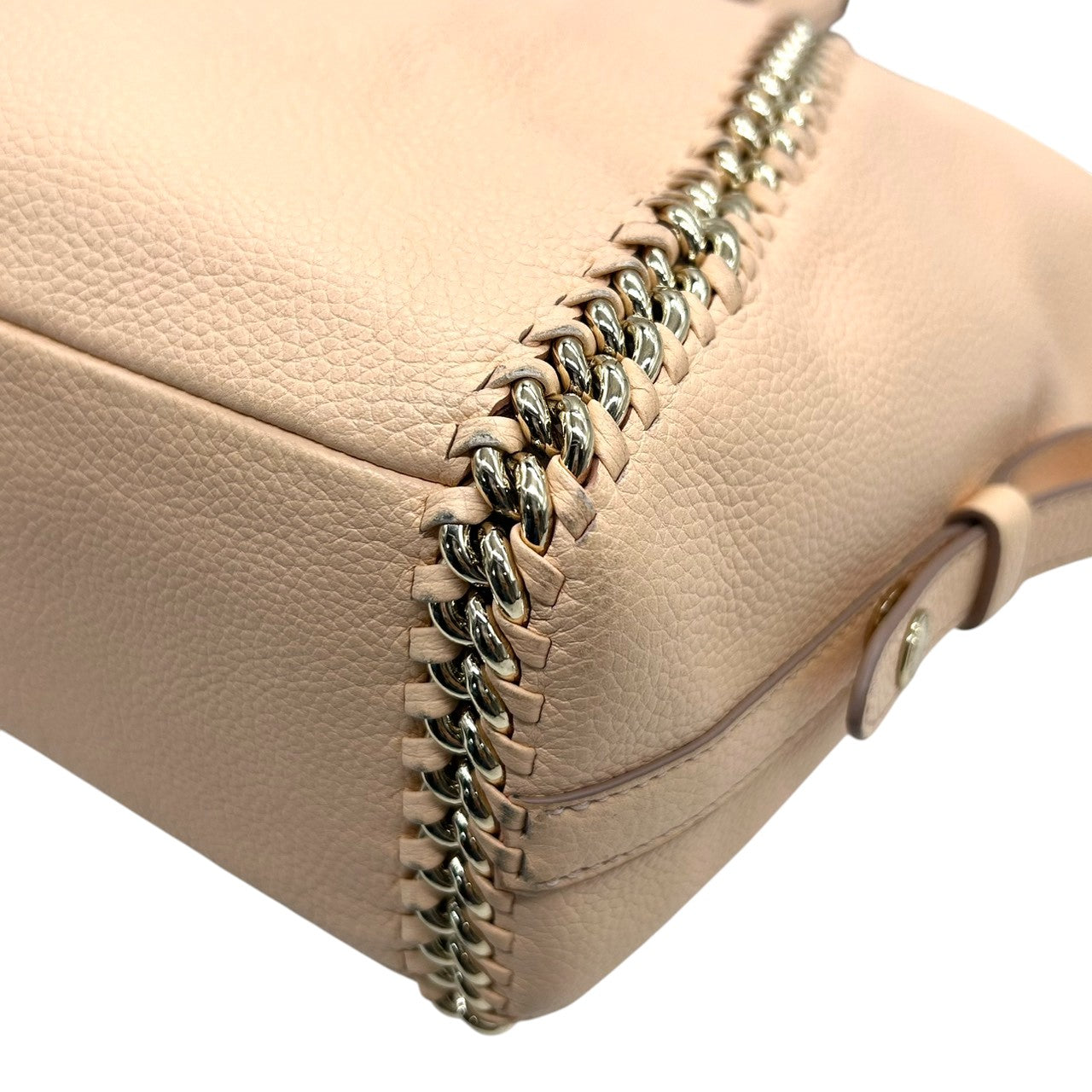 コーチ 2WAY トートバッグ 34339 レザー ピンクベージュ チェーンデザイン A4収納可 大容量 斜め掛け可 レディース ハンドバッグ ビジネス 通勤 通学 エレガント フェミニン チャーム付き クリーニング済み s53