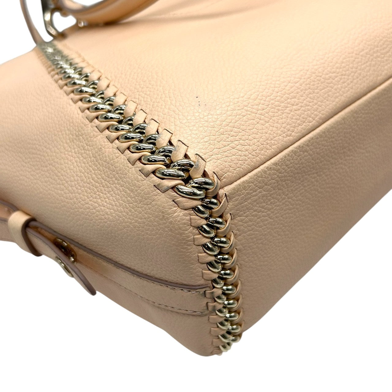 コーチ 2WAY トートバッグ 34339 レザー ピンクベージュ チェーンデザイン A4収納可 大容量 斜め掛け可 レディース ハンドバッグ ビジネス 通勤 通学 エレガント フェミニン チャーム付き クリーニング済み s53