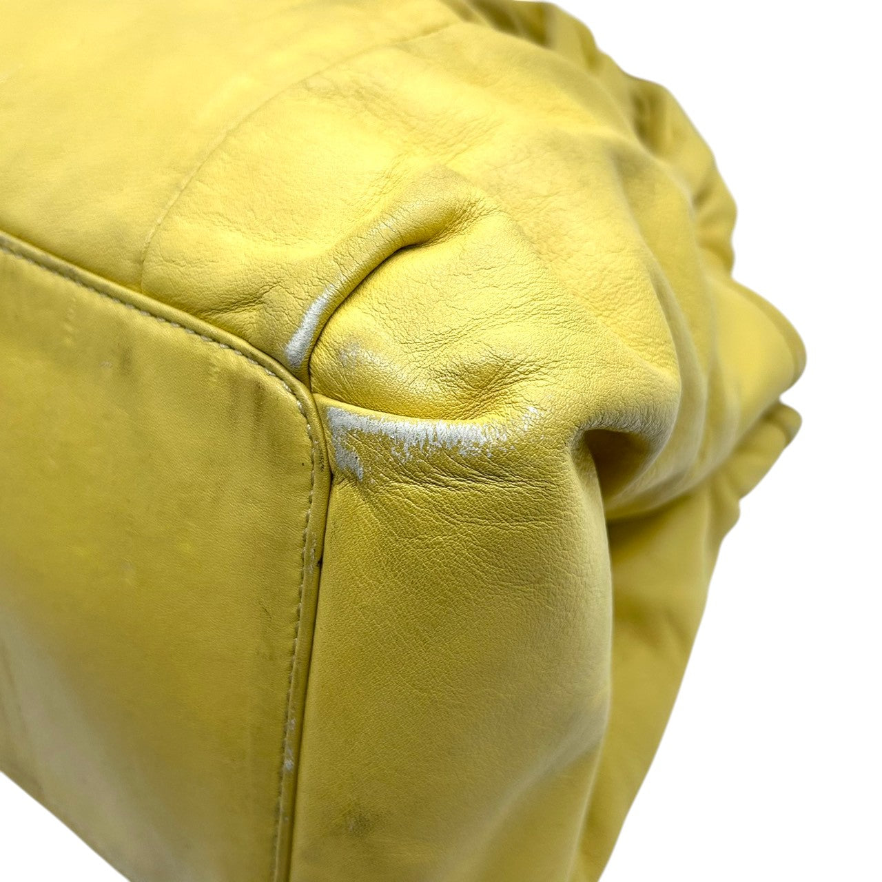 コーチ ハンドバッグ ブルック 13437 レザー 本革 イエロー がま口 キスロック ワンショルダー 大容量 レディース チャーム付き ギャザーデザイン フェミニン エレガント COACH ホーボーバッグ ゴールド金具 クリーニング済み s40