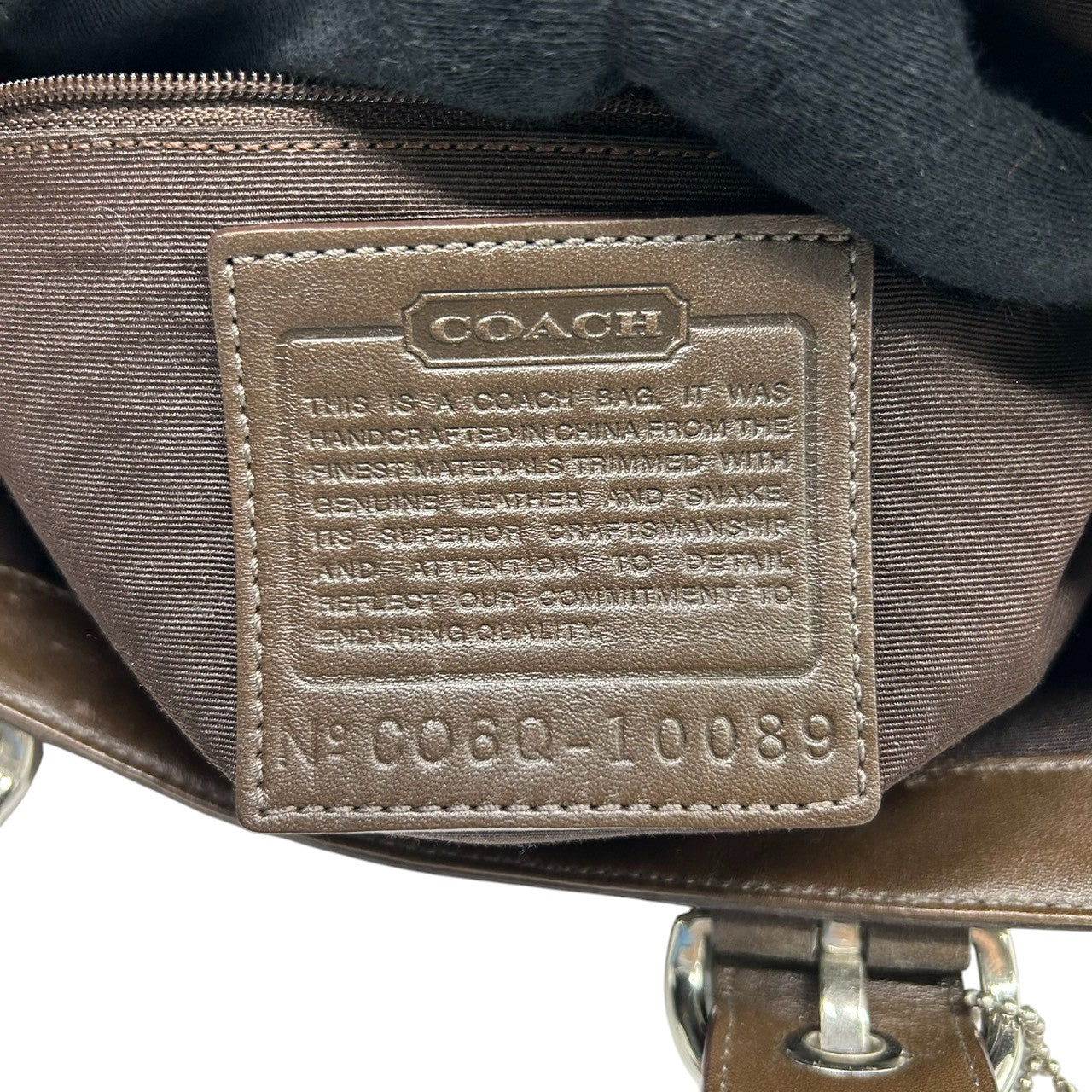 【未使用級】 COACH コーチ トートバッグ 10089 パッチワーク シグネチャー キャンバス 型押しレザー ブラウン A4収納可 大容量 ワンショルダー 肩掛け レディース ハンドバッグ チャーム付き エレガント クラシックデザイン s67