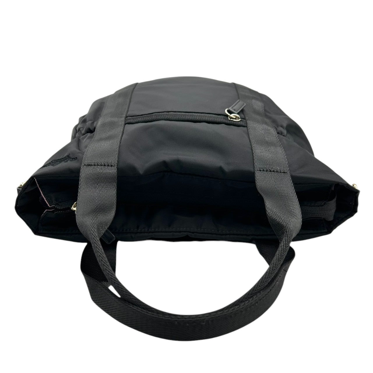 【未使用級】トッカ 2WAY トートバッグ ナイロン ブラック A4収納可 斜め掛け可 レディース ハンドバッグ ショルダーバッグ ロゴ マザーズバッグ 通勤 通学 軽量 エレガント フェミニン サイドギャザー 自立可 ゴールド金具 クリーニング済み s21