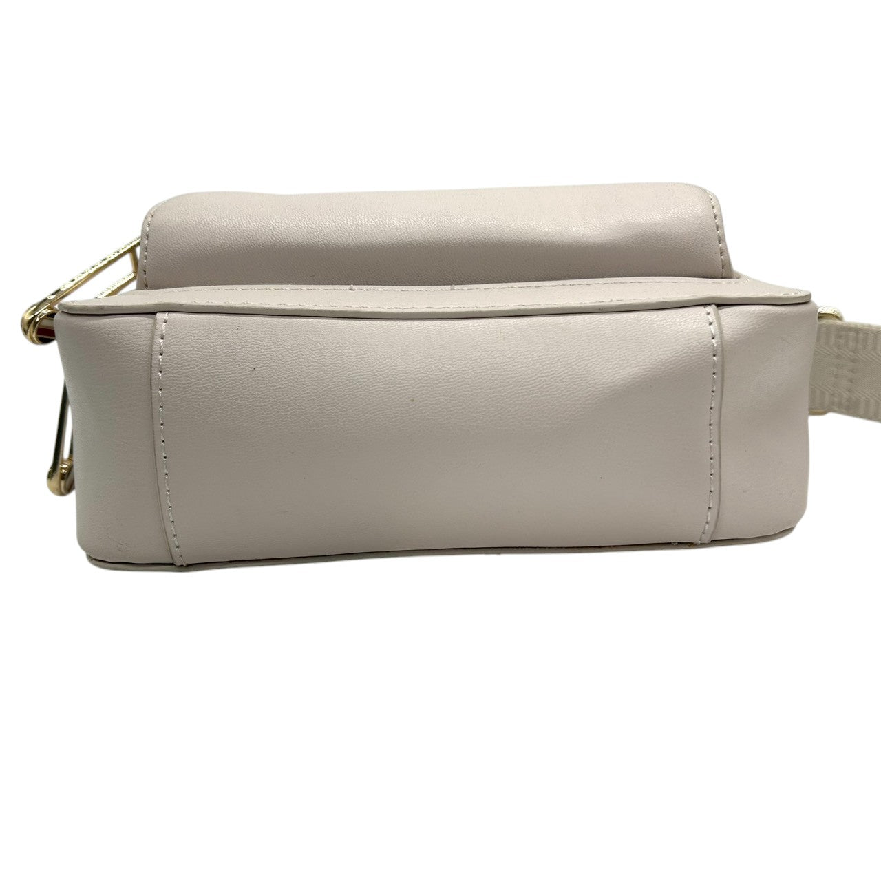 【美品】トミーヒルフィガー ショルダーバッグ レザー 本革 ホワイト THロゴ カメラバッグ ポシェット 斜め掛け可 レディース コンパクト ミニショルダー ゴールド金具 カジュアル スポーティー デイリーユース ワイドストラップ クリーニング済み s21