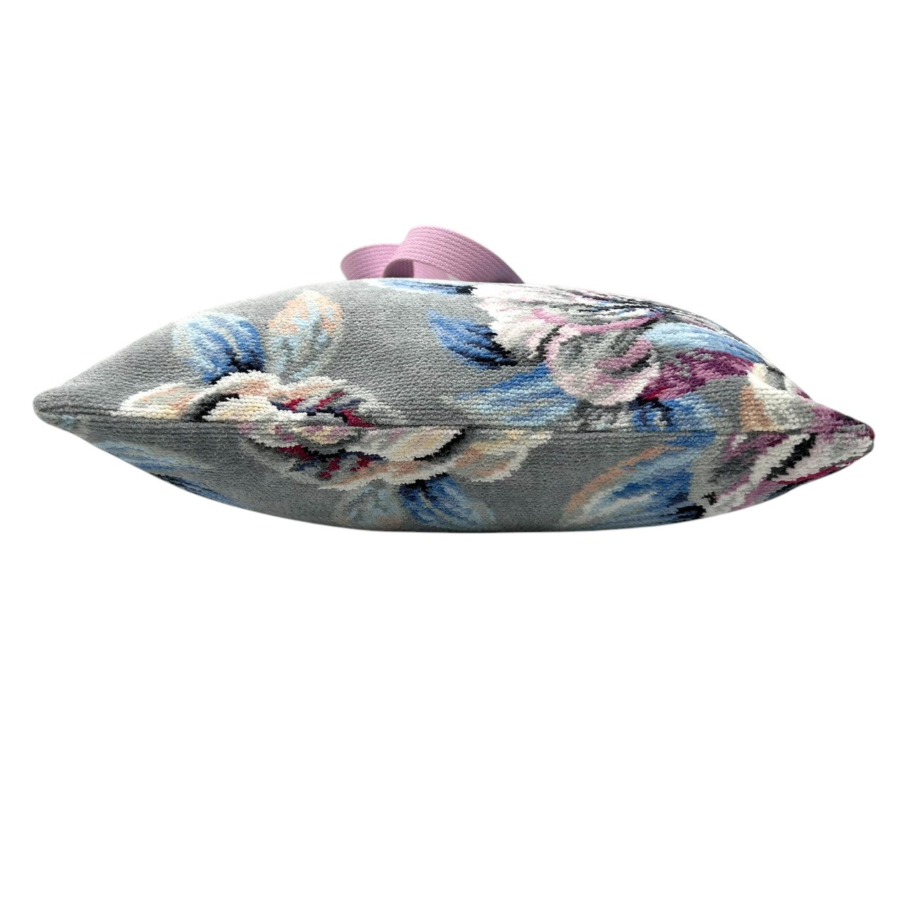 【未使用級】 FEILER ローランサン フェイラー トートバッグ シェニール織 花柄 ローズ グレー A4収納可 大容量 肩掛け ワンショルダー レディース ハンドバッグ エレガント フェミニン 上品 軽量 お出かけ デイリーユース クリーニング済み s21