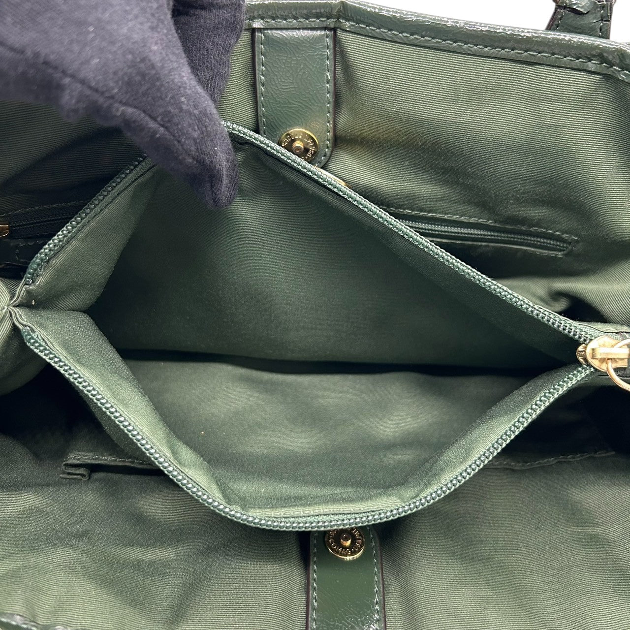 コーチ トートバッグ F24882 シグネチャー キャンバス 型押しレザー ブラウン グリーン 巾着型 A4収納可 大容量 肩掛け ワンショルダー レディース ハンドバッグ チャーム付き エレガントデザイン クリーニング済み s4