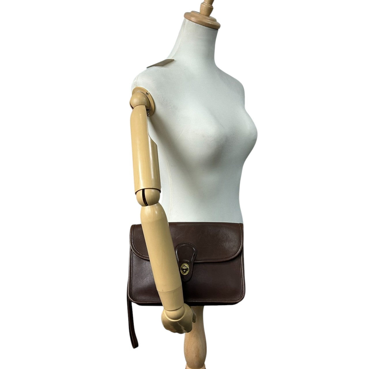 COACH オールドコーチ 2WAY ショルダーバッグ 9971 ヴィンテージ グラブタンレザー 本革 ブラウン ターンロック クラッチバッグ レディース USA製 90年代 クラシックデザイン フラップ レトロ s4