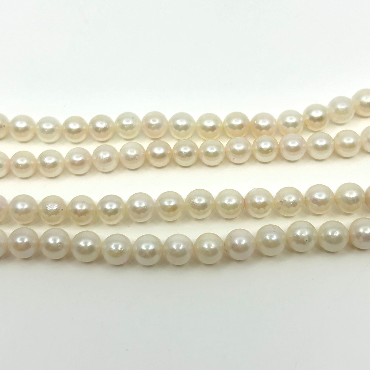 美品 本真珠 あこや パール 二連ネックレス SILVER刻印 花 フラワー モチーフ クラスプ ホワイト系 真珠 アクセサリー エレガント フォーマル 冠婚葬祭 I3