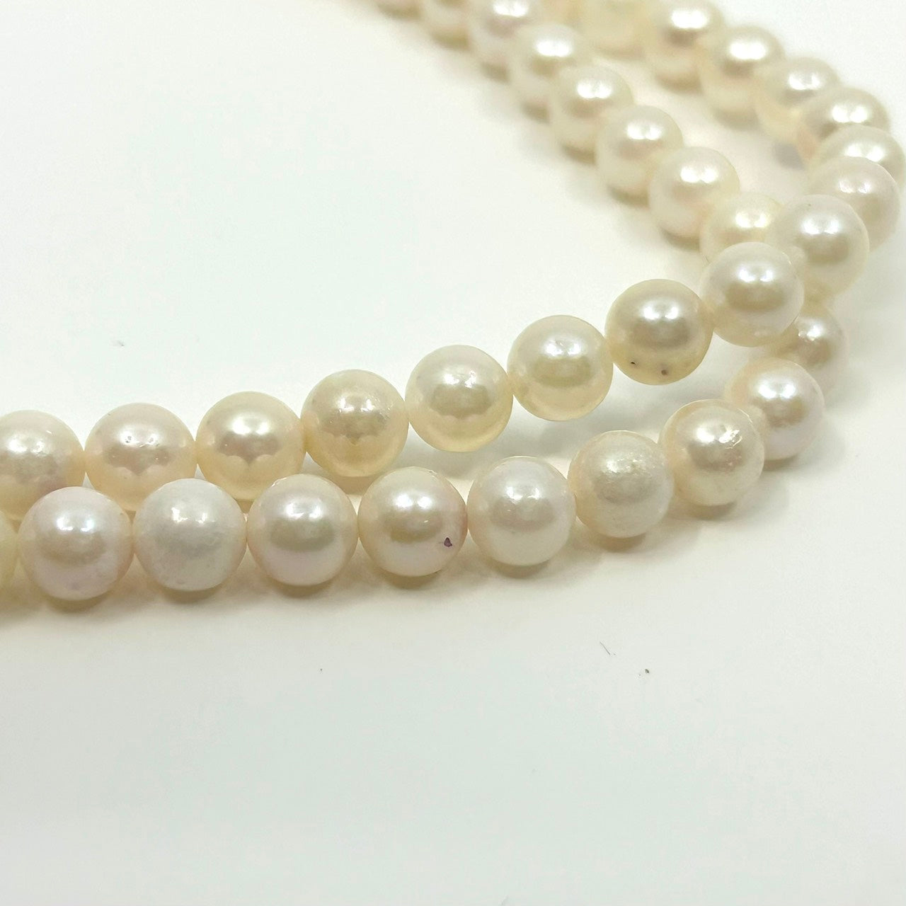 美品 本真珠 あこや パール 二連ネックレス SILVER刻印 花 フラワー モチーフ クラスプ ホワイト系 真珠 アクセサリー エレガント フォーマル 冠婚葬祭 I3