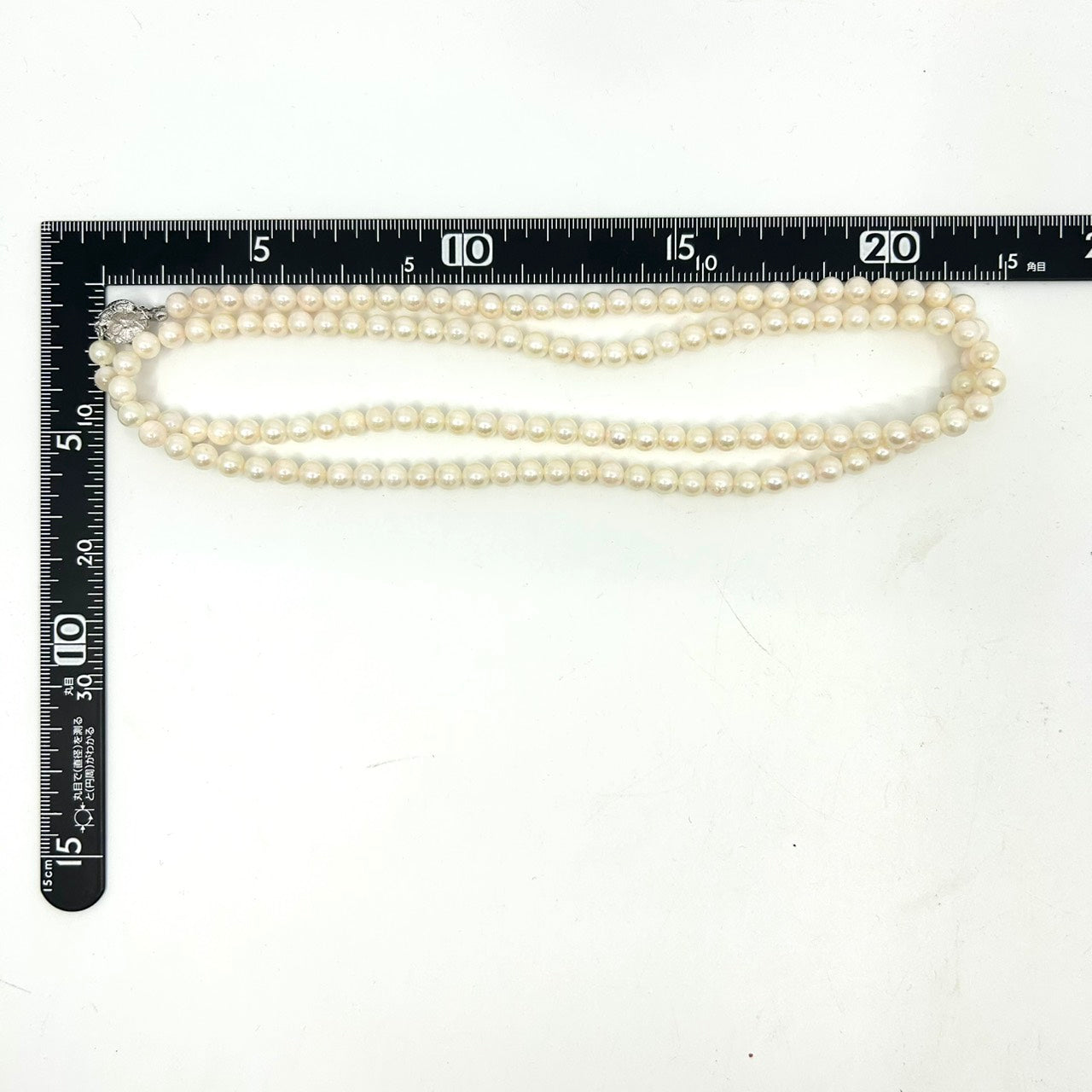 美品 本真珠 あこや パール 二連ネックレス SILVER刻印 花 フラワー モチーフ クラスプ ホワイト系 真珠 アクセサリー エレガント フォーマル 冠婚葬祭 I3