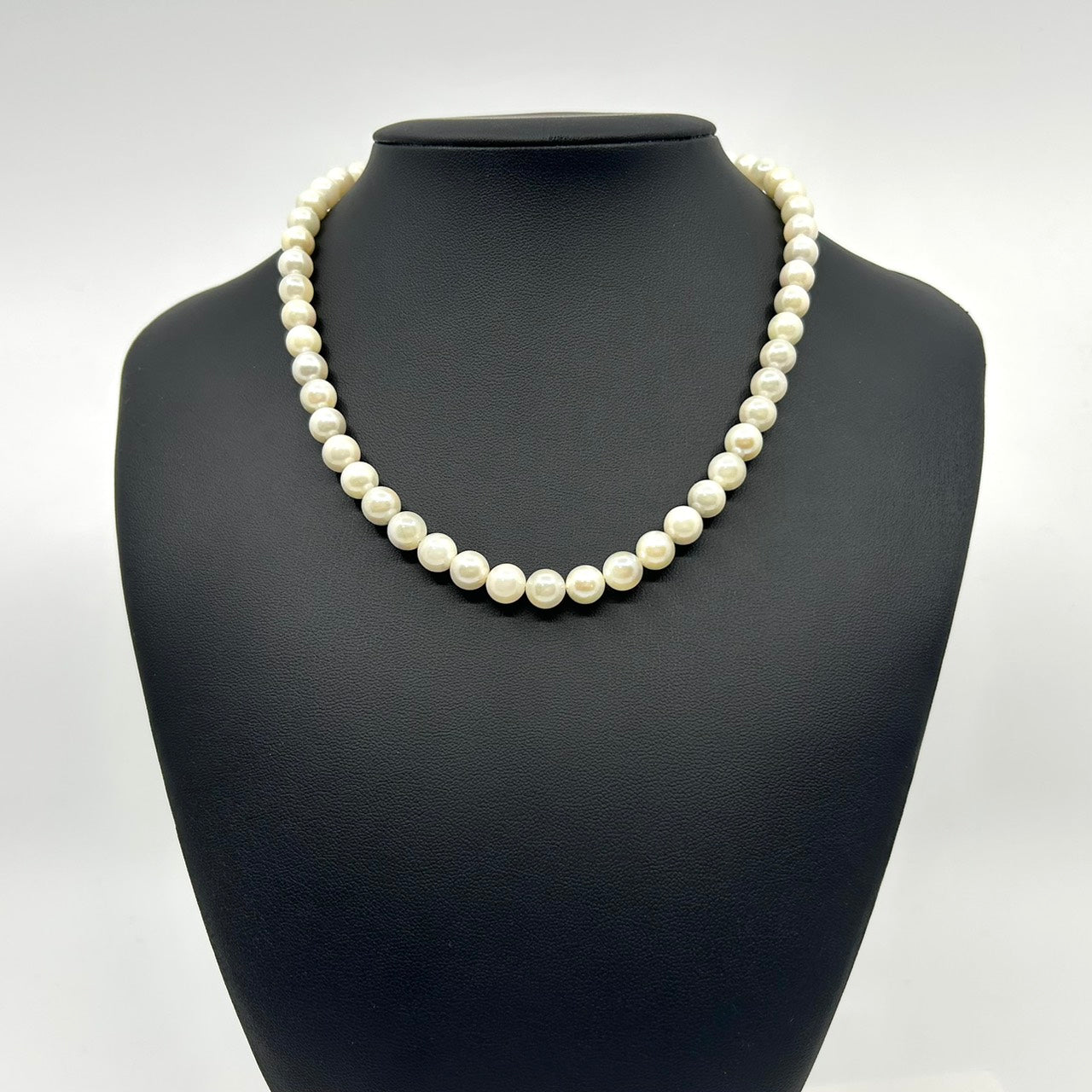 未使用 美品 あこや真珠 本真珠 パール 一連ネックレス SILVER刻印 花 フラワー モチーフ クラスプ ホワイト系 真珠 アクセサリー エレガント フォーマル 冠婚葬祭 I3