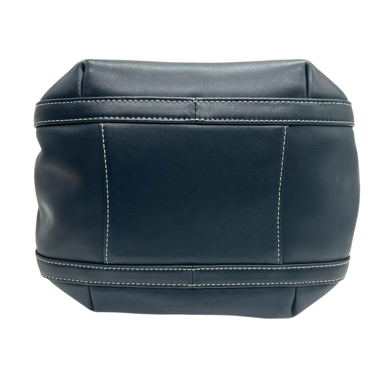 【美品】Kitamura キタムラ ハンドバッグ ショルダーバッグ ワンショルダー レザー Kロゴ ステッチ ネイビー 紺 シルバー金具 レディース エレガント 上品 フォーマル カジュアル 通勤 自立可 G3