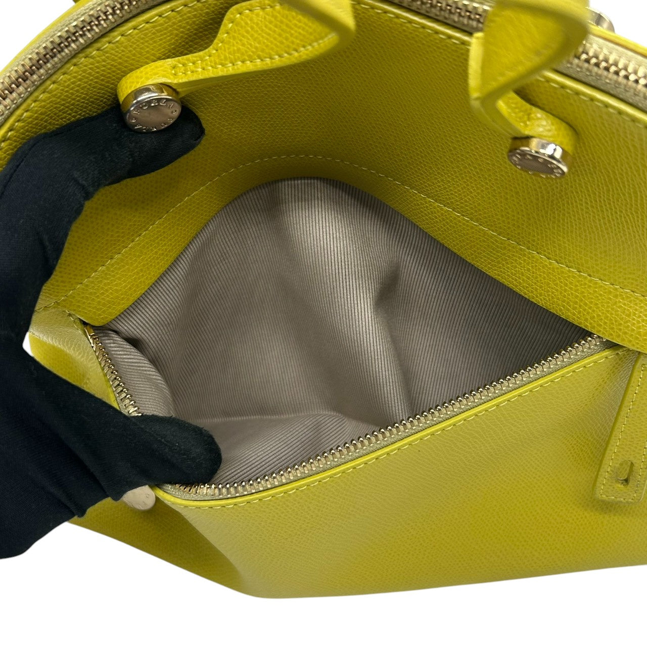 【美品】FURLA フルラ パイパー M 2way ハンドバッグ ショルダーバッグ ドーム型 レザー 本革 イエロー 黄色 ゴールド金具 斜め掛け可 レディース エレガント フォーマル カジュアル 通勤 自立可 G1