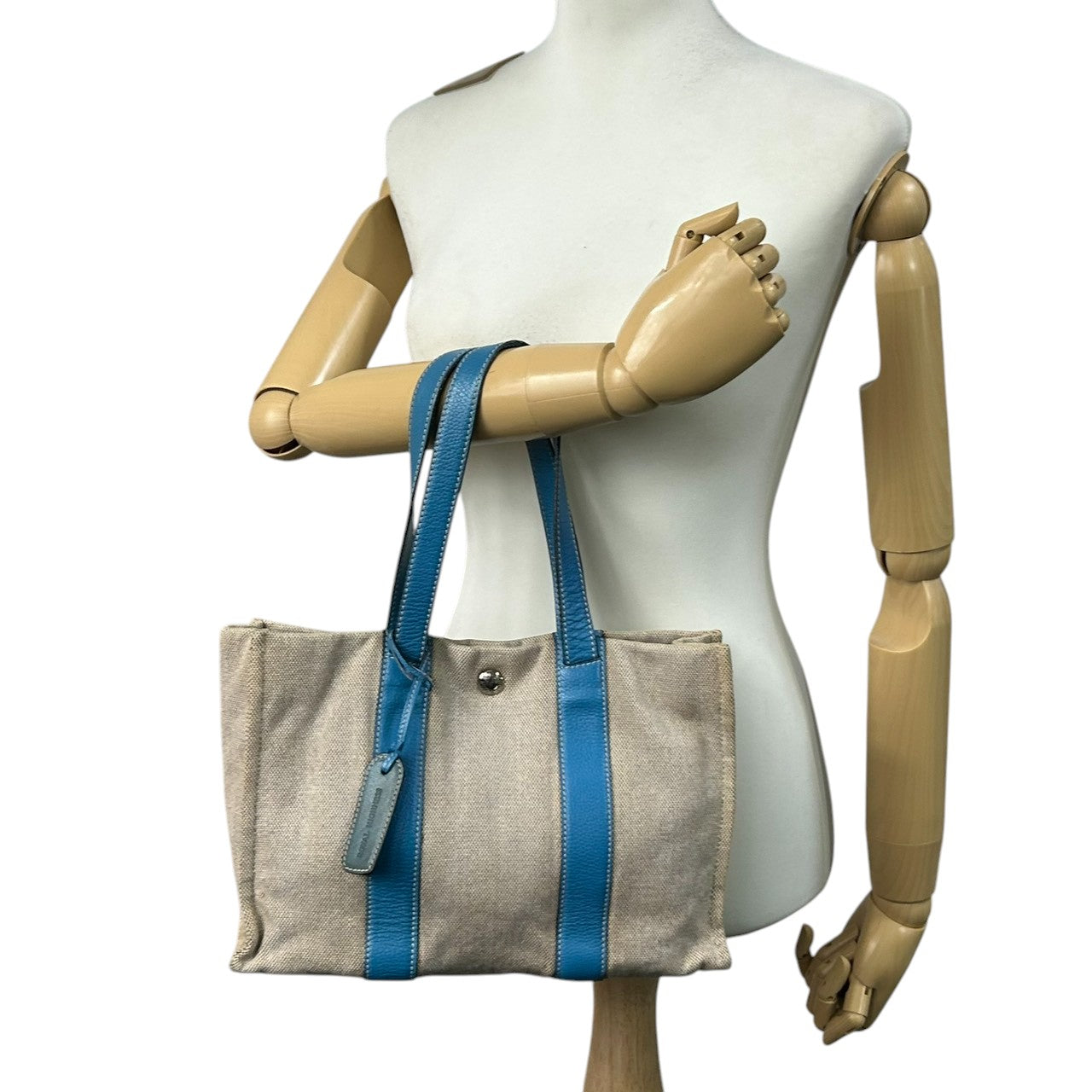 ロイヤルハイネス トートバッグ ハンドバッグ ワンショルダー キャンバス レザー バイカラー ベージュ ブルー レディース A4収納可 エレガント 通勤通学 デイリーユース ファッションアイテム おしゃれ イタリア製 自立可 U9