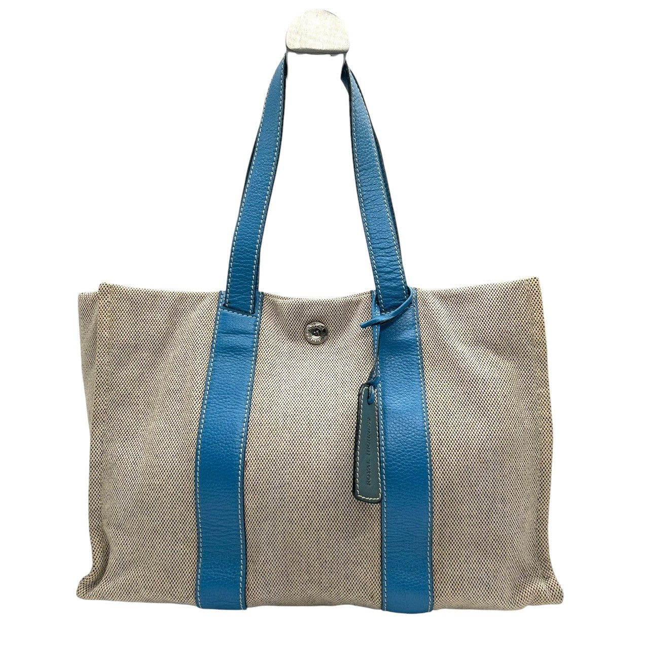 ロイヤルハイネス トートバッグ ハンドバッグ ワンショルダー キャンバス レザー バイカラー ベージュ ブルー レディース A4収納可 エレガント 通勤通学 デイリーユース ファッションアイテム おしゃれ イタリア製 自立可 U9
