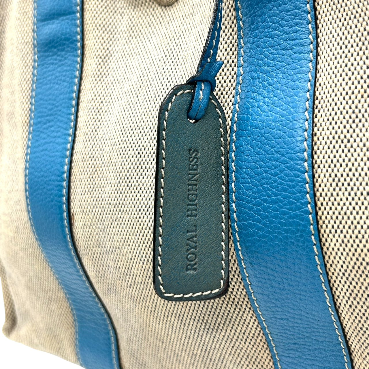 ロイヤルハイネス トートバッグ ハンドバッグ ワンショルダー キャンバス レザー バイカラー ベージュ ブルー レディース A4収納可 エレガント 通勤通学 デイリーユース ファッションアイテム おしゃれ イタリア製 自立可 U9
