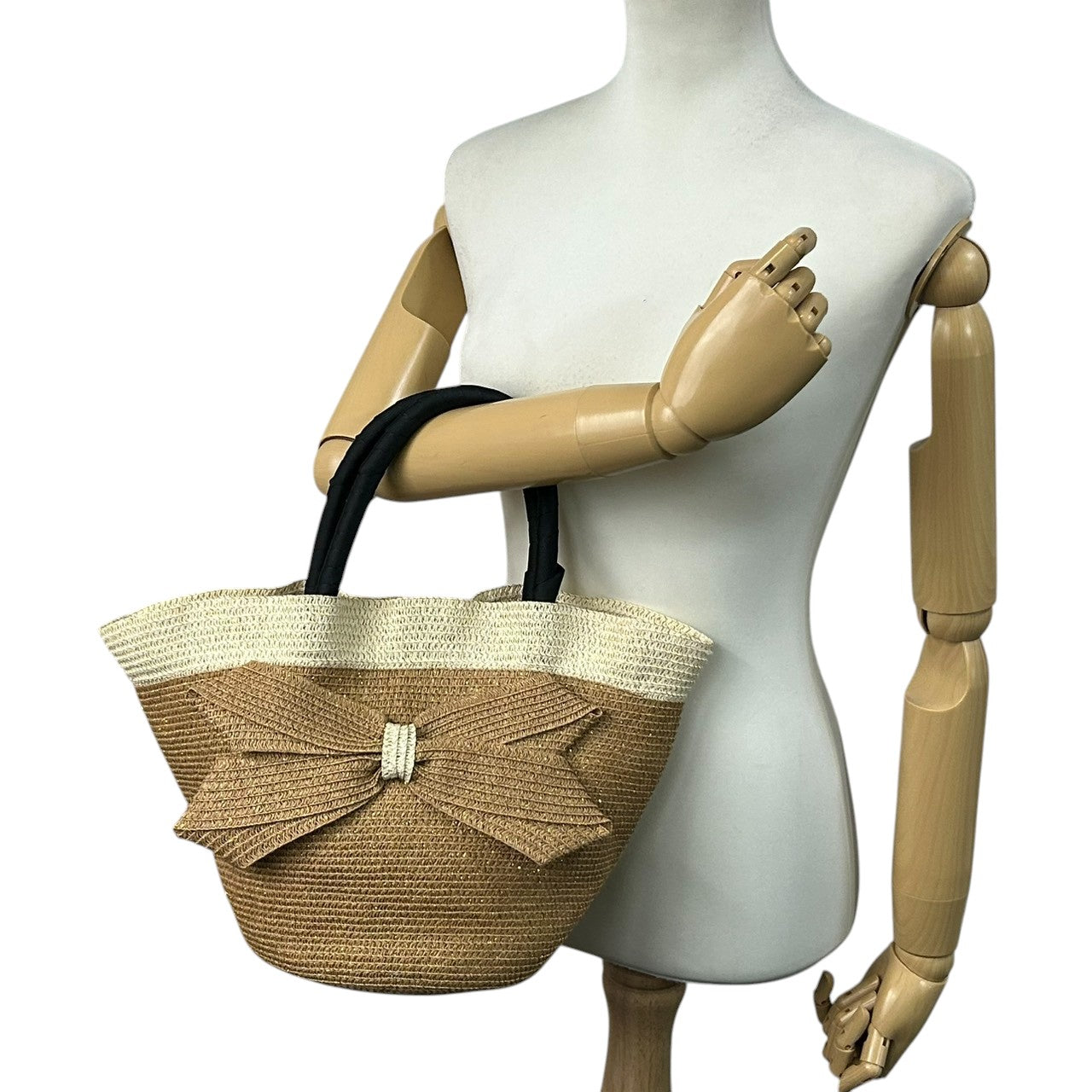 【ほぼ新品】アンテプリマミスト かごバッグ トート ストローバッグ 大きなリボン ブラウン ブラック レディース 夏 サマーバッグ 浴衣 リゾート デート フェミニン ガーリー 大人可愛い ANTEPRIMA MISTO 軽量 自立可 s63