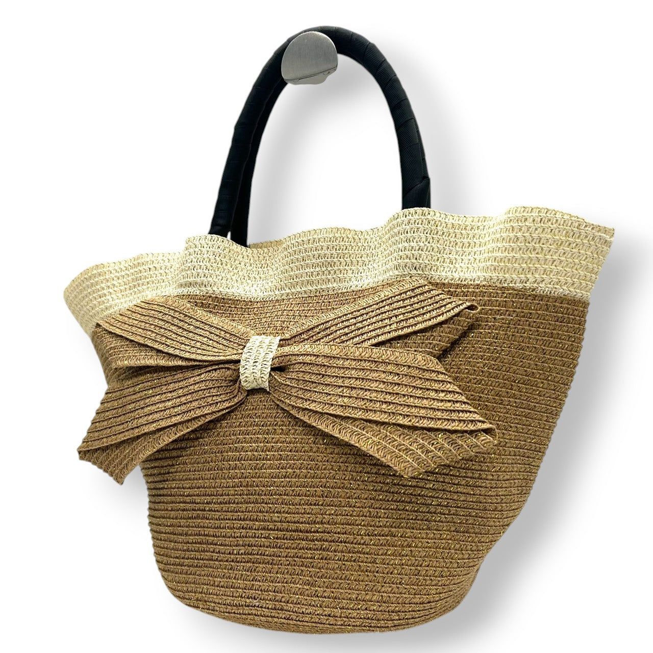 【ほぼ新品】アンテプリマミスト かごバッグ トート ストローバッグ 大きなリボン ブラウン ブラック レディース 夏 サマーバッグ 浴衣 リゾート デート フェミニン ガーリー 大人可愛い ANTEPRIMA MISTO 軽量 自立可 s63