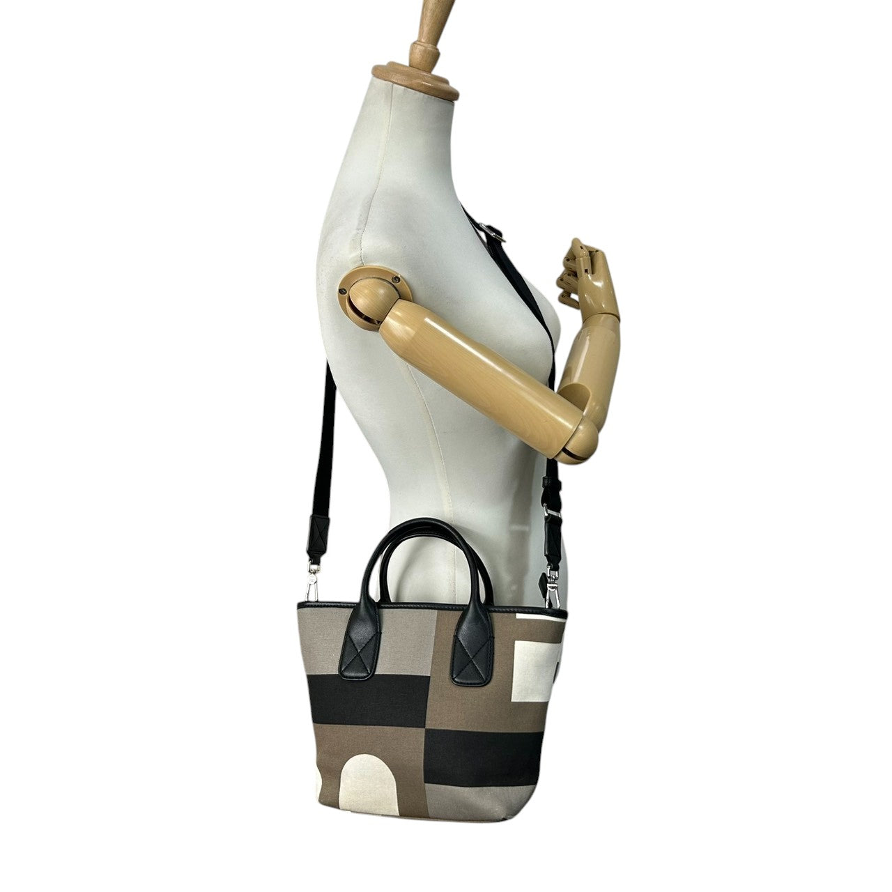 BALLY バリー 2WAY ハンドバッグ ミニトート ショルダーバッグ 斜め掛け可 キャンバス レザー パッチワーク ブロックデザイン マルチカラー レディース メンズ ユニセックス カジュアル モダン スタイリッシュ s63