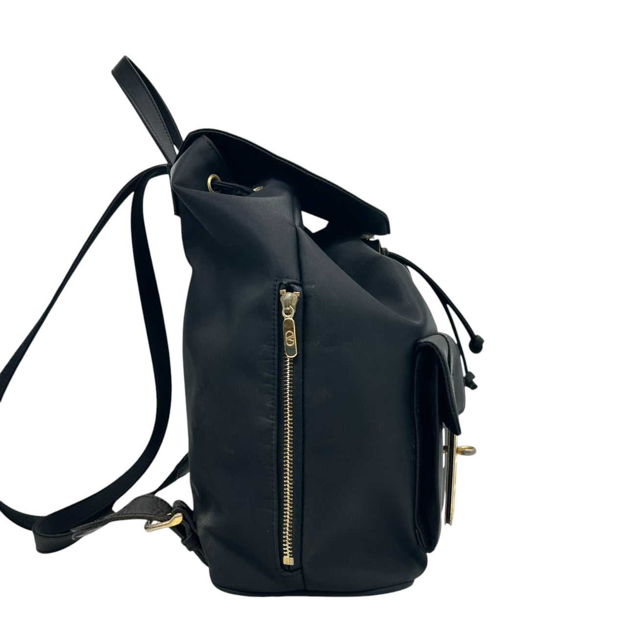 ヴァレンティノ ガラヴァーニ SPORT リュック デイパック ナイロン レザー ブラック Vロゴ 巾着式 ダブルポケット ゴールド金具 A4可 大容量 軽量 レディース メンズ ユニセックス 通勤 通学 旅行 エレガント s52