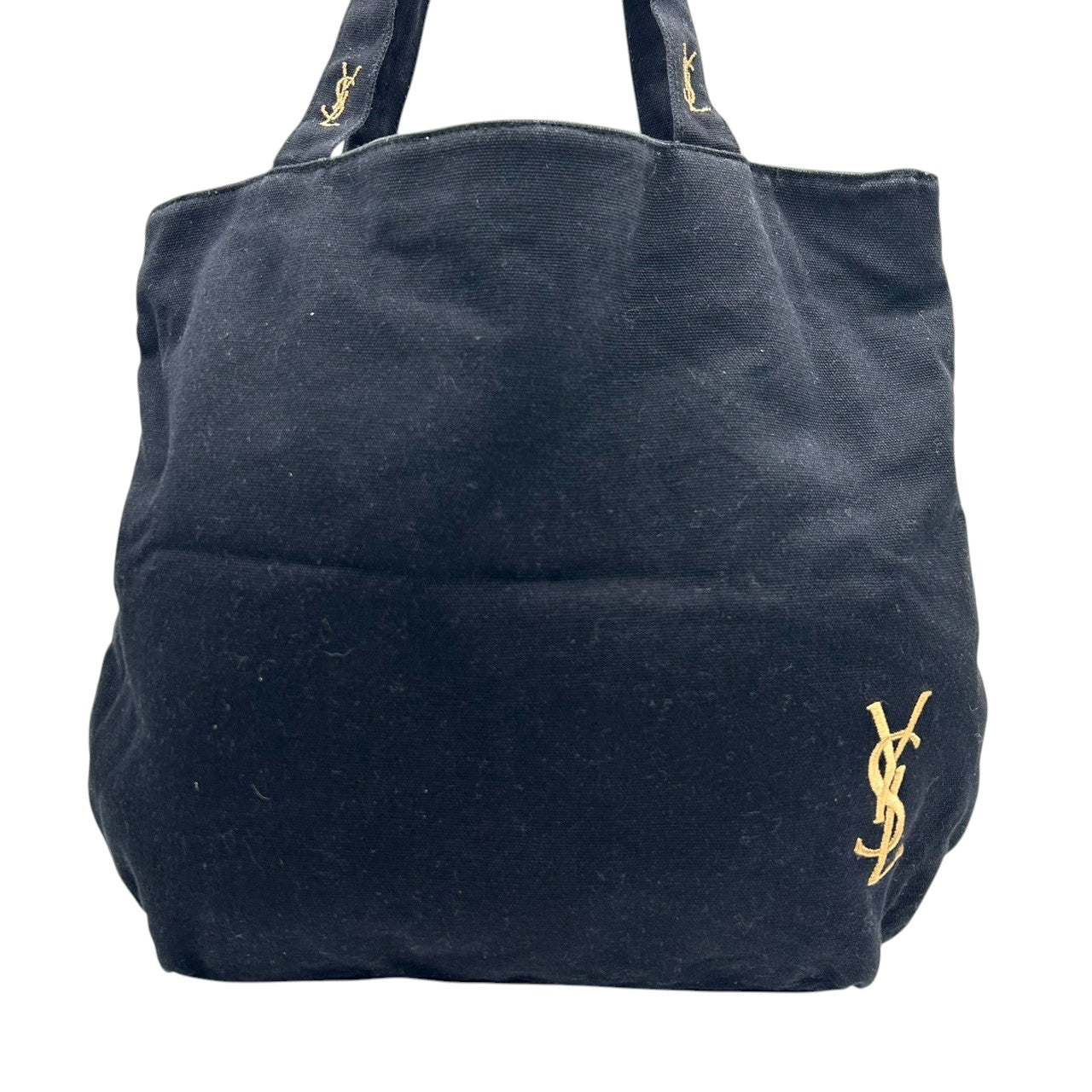 【美品】イヴサンローラン パルファム トートバッグ ハンドバッグ ワンショルダー YSLロゴ 刺繍 キャンバス ブラック 黒 A4収納可 レディース カジュアル デイリーユース ノベルティ Yves Saint Laurent s84