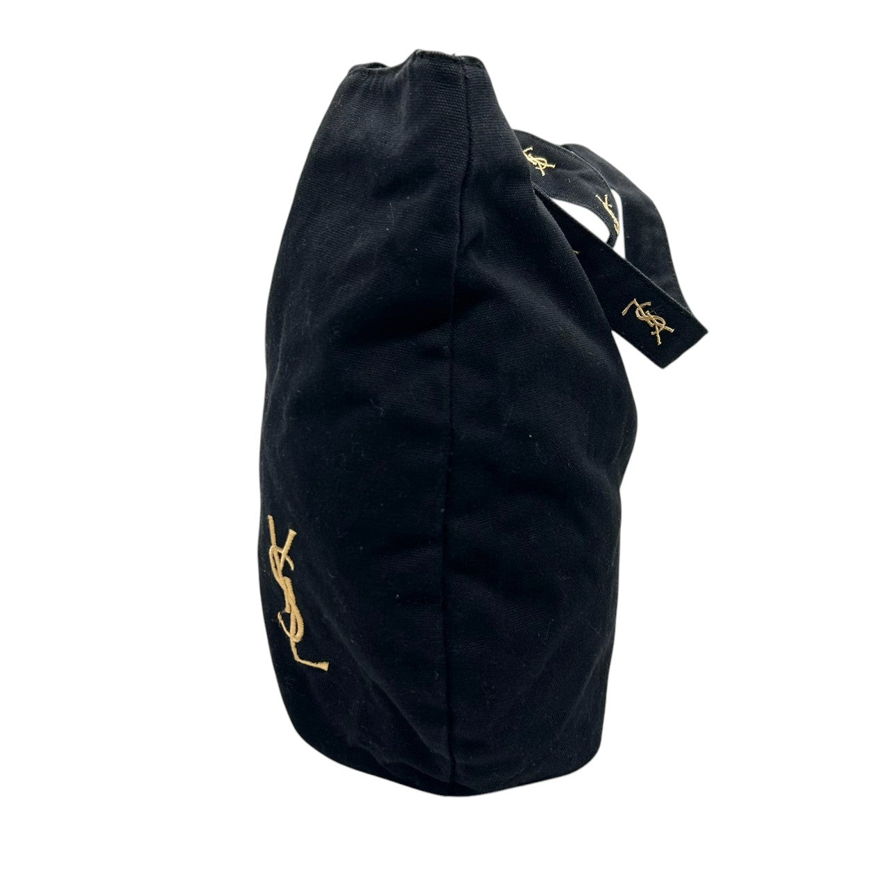 【美品】イヴサンローラン パルファム トートバッグ ハンドバッグ ワンショルダー YSLロゴ 刺繍 キャンバス ブラック 黒 A4収納可 レディース カジュアル デイリーユース ノベルティ Yves Saint Laurent s84