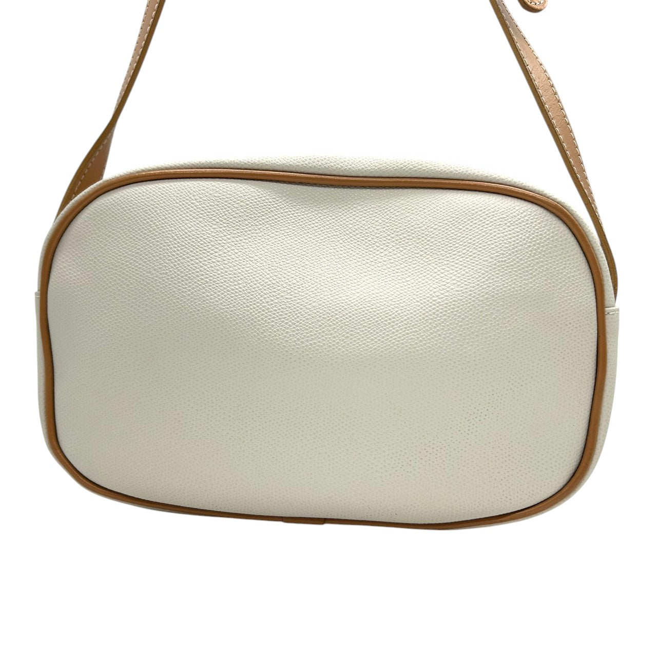 レリアン ショルダーバッグ カメラバッグ 斜め掛け可 本革 レザー バイカラー ホワイト ブラウン ベルトモチーフ ステッチ ゴールド金具 レディース 高級 エレガント 上品 大人可愛い キレイめ カジュアル イタリア製 Leilian s84