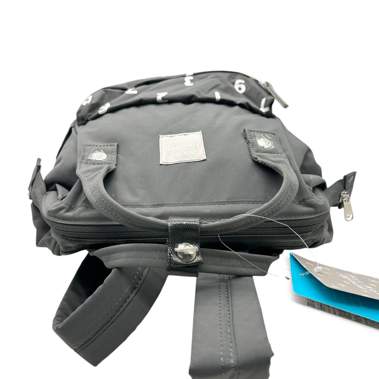 【ほぼ新品】anello アネロ×SOU SOU コラボ 口金リュック バックパック 数字柄 テキスタイルデザイン ナイロン グレー A4収納可 大容量 軽量 背面ファスナー レディース メンズ 通勤 通学 マザーズバッグ 旅行 おしゃれ s79