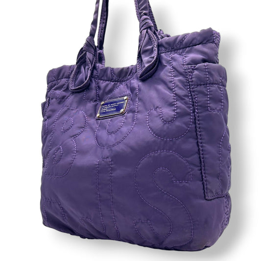 【美品】マークバイマークジェイコブス トートバッグ ハンドバッグ ワンショルダー キルティング ロゴ ナイロン パープル 紫 A4収納可 大容量 軽量 レディース 通勤 通学 マザーズバッグ WORKWEAR s32